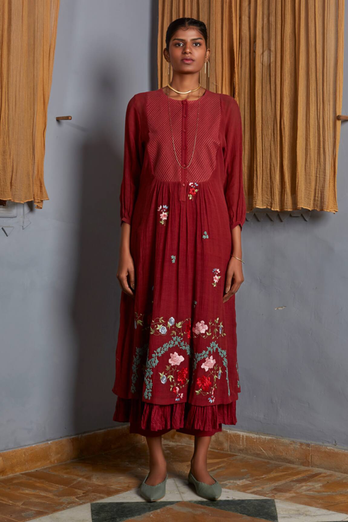 Prama By Pratima Pandey Silk Chanderi Embroidered Tunic 