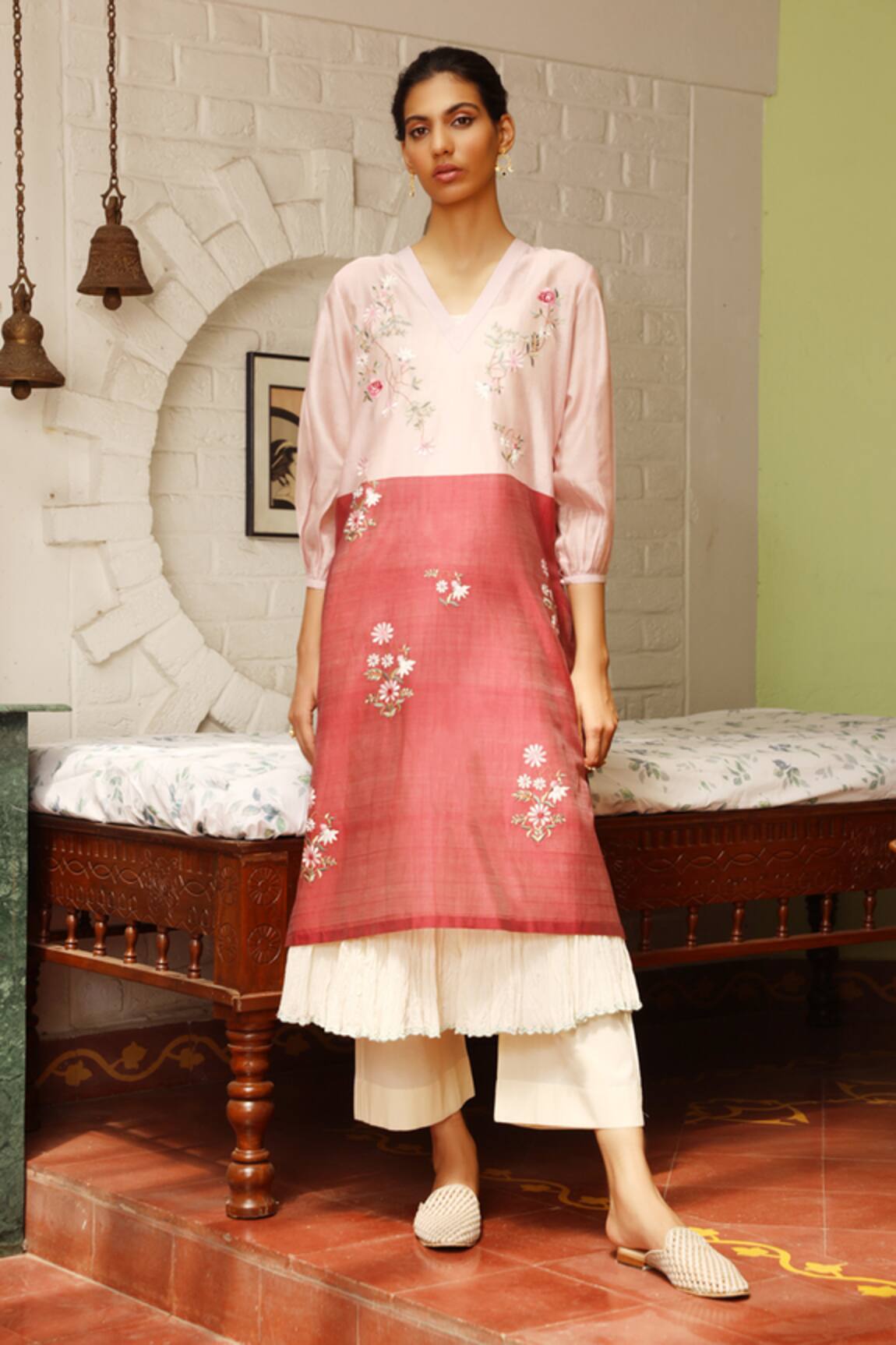 Prama By Pratima Pandey Silk Maheshwari Kurta Set