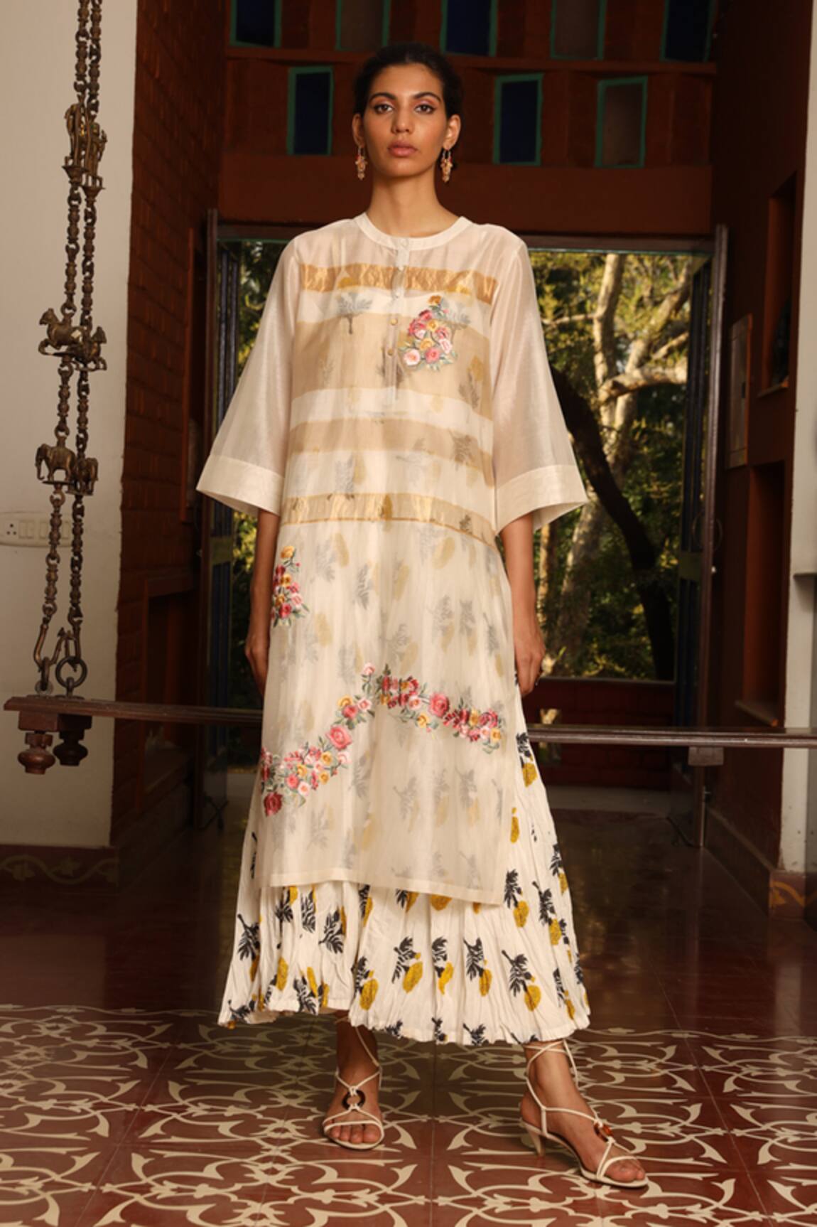 Prama By Pratima Pandey Silk Maheshwari Kurta & Dress Set