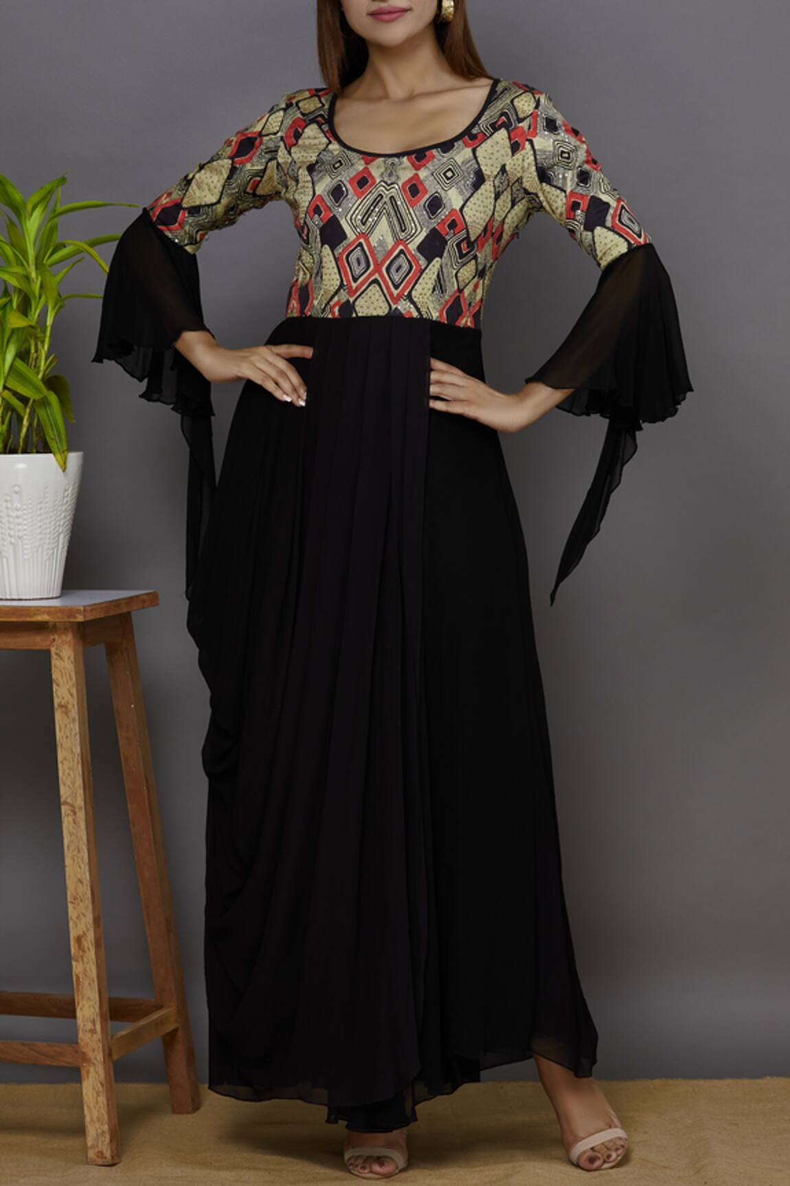 Aariyana Couture Printed Draped Tunic 
