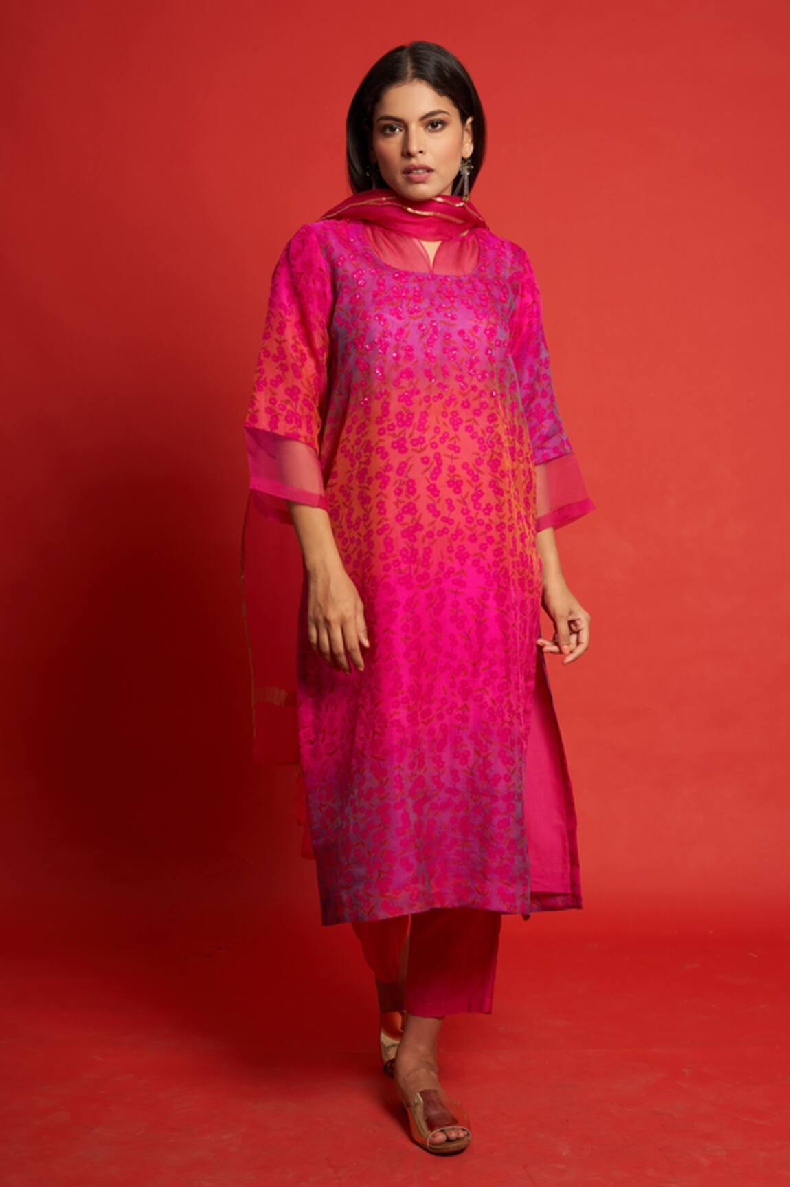 Priti Prashant Primrose Floral Print Kurta Pant Set 