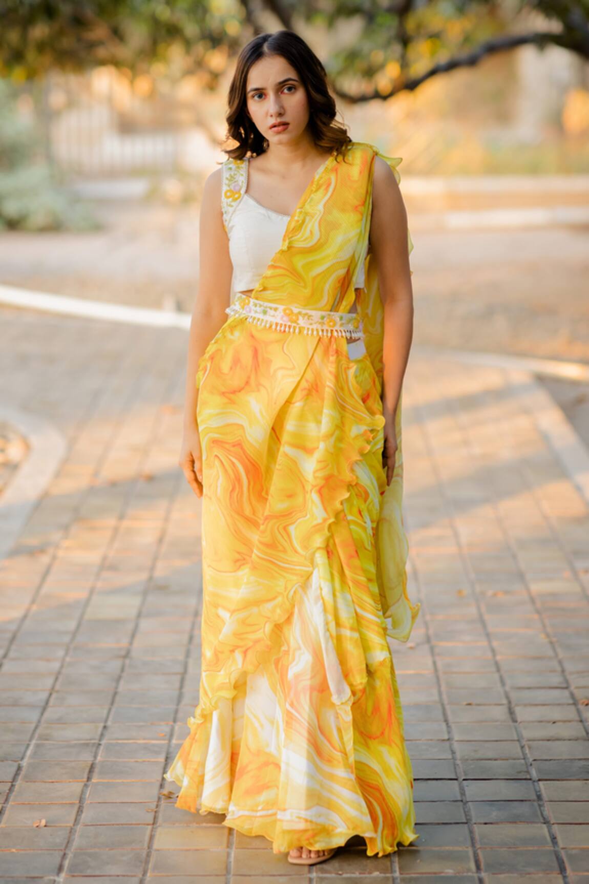 Nikita Vishakha Pre-Draped Saree With Blouse 