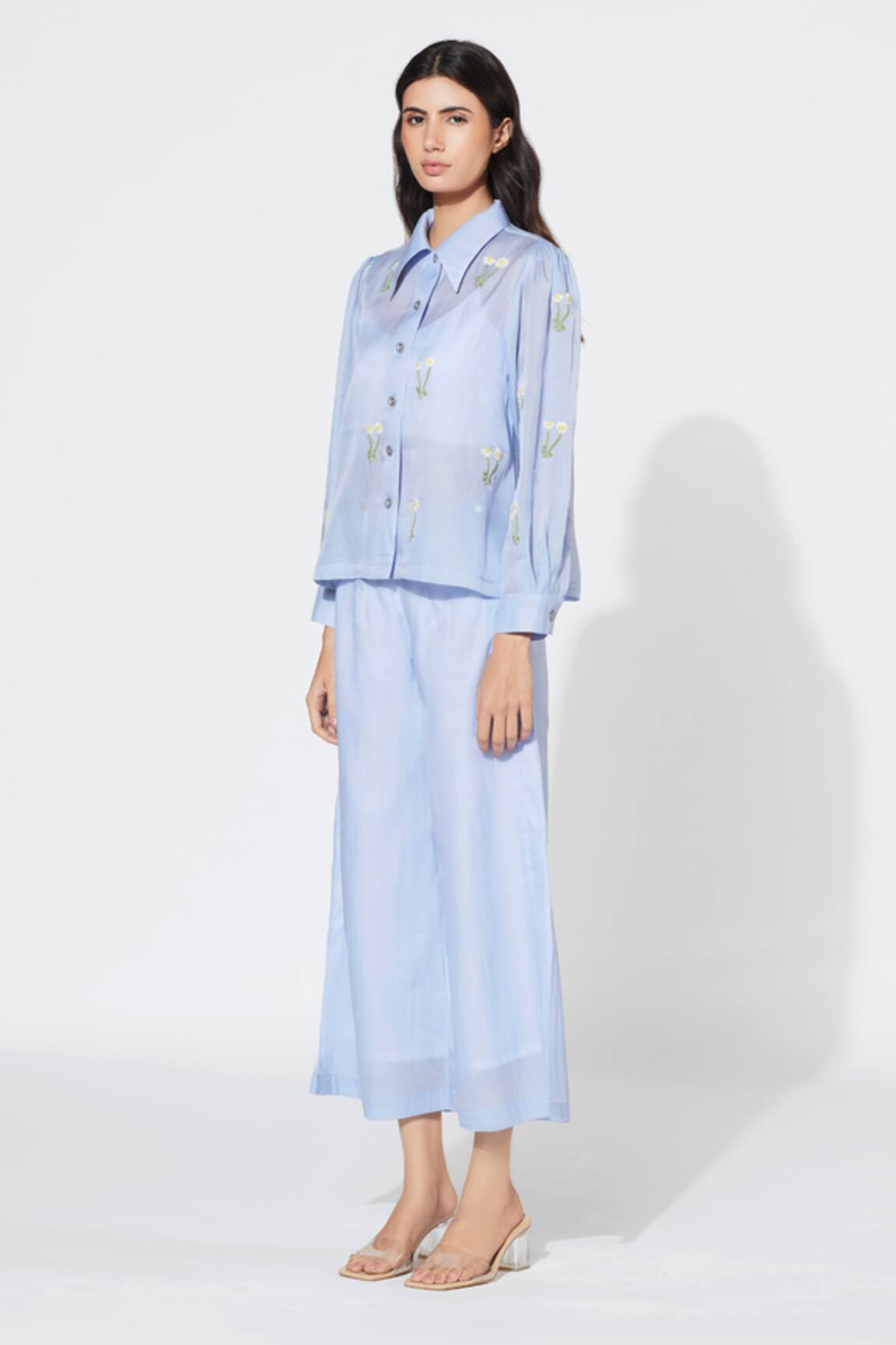 Meadow Silk Cotton Organza Shirt & Pant Set