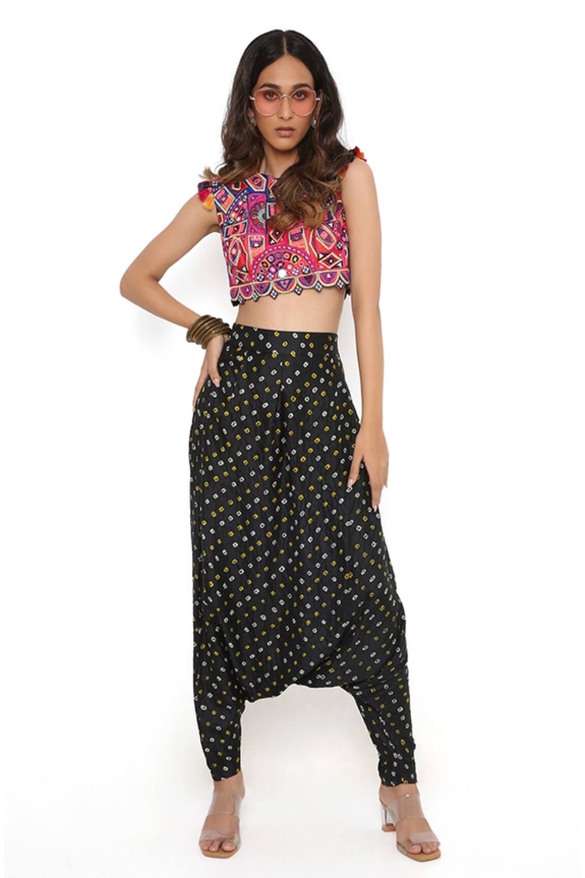 Payal Singhal Embroidered Blouse & Low Crotch Pant Set 