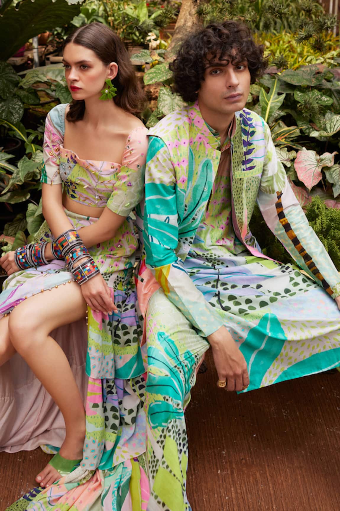 PS Men by Payal Singhal Monet Printed Bundi & Kurta Set