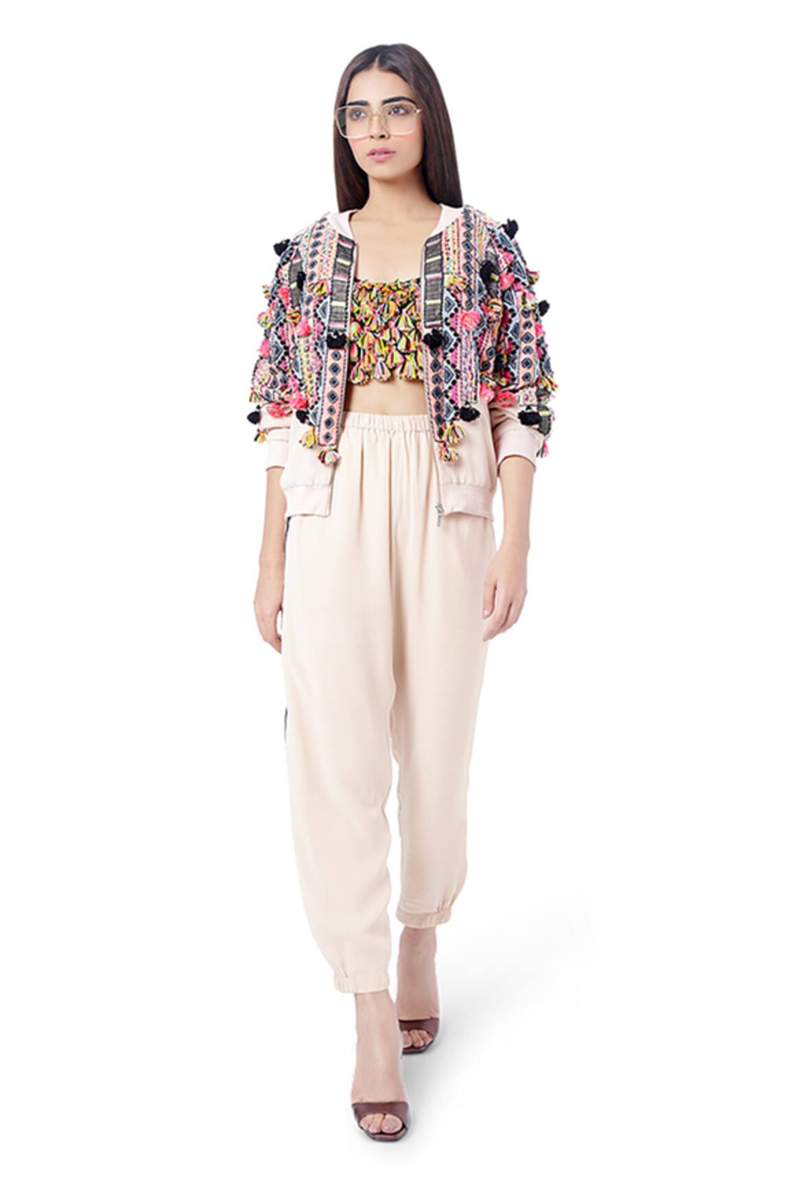Payal Singhal Mahah Embroidered Bomber Jacket With Pants 