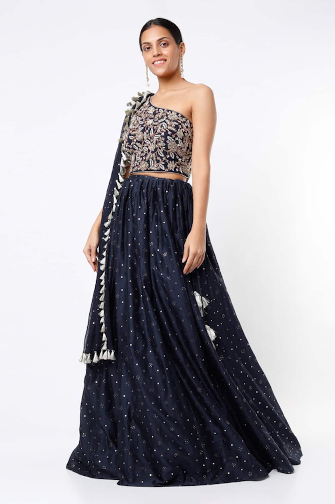 Payal Singhal Embroidered One Shoulder Choli & Lehenga Set 