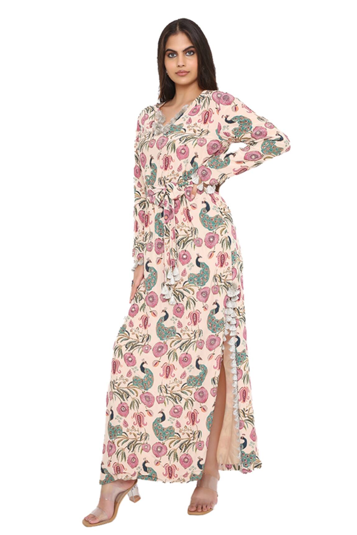 Payal Singhal Peacock Print Kaftan 