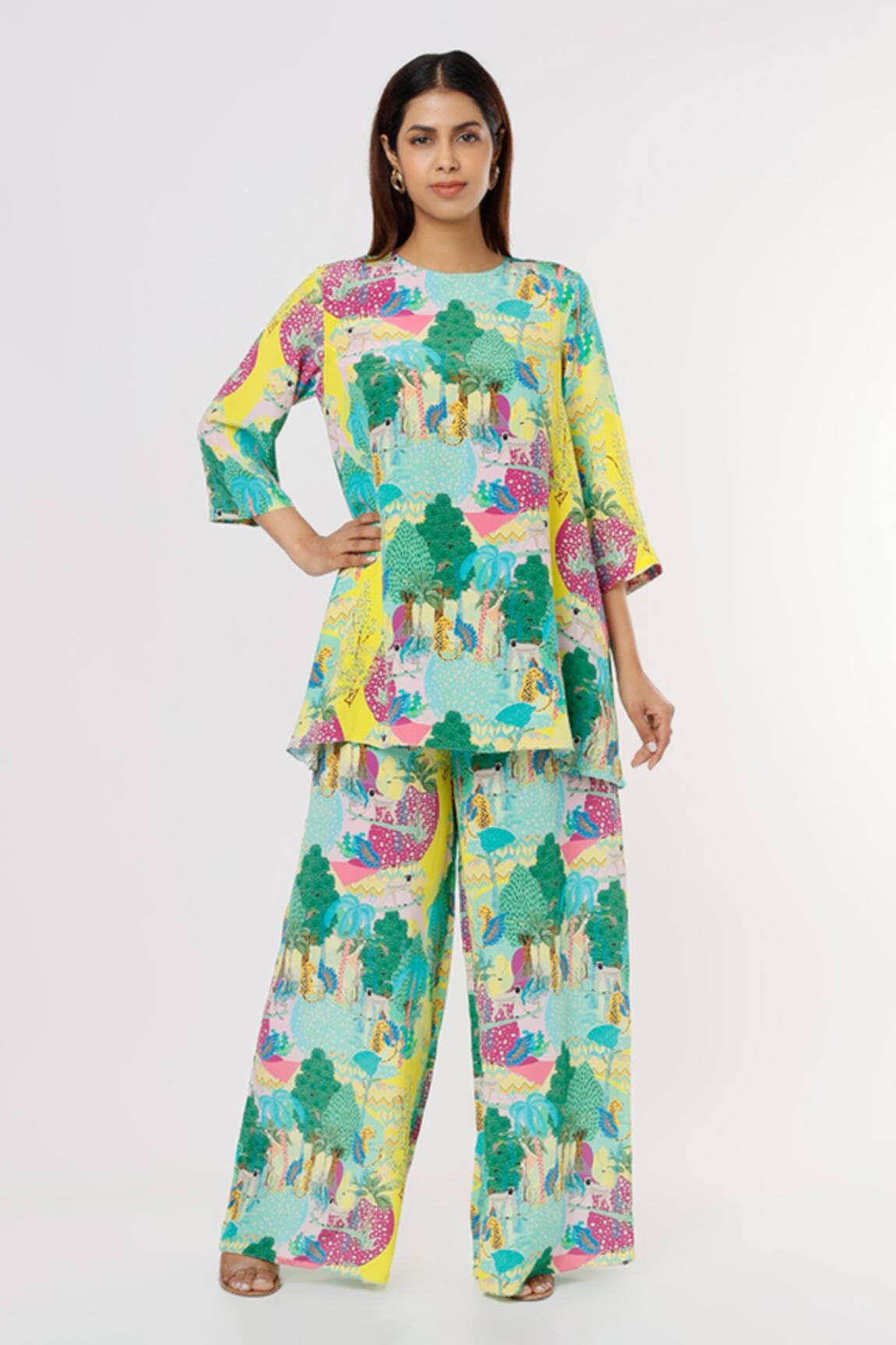 PS Pret By Payal Singhal Kuno Print Tunic & Palazzo Set