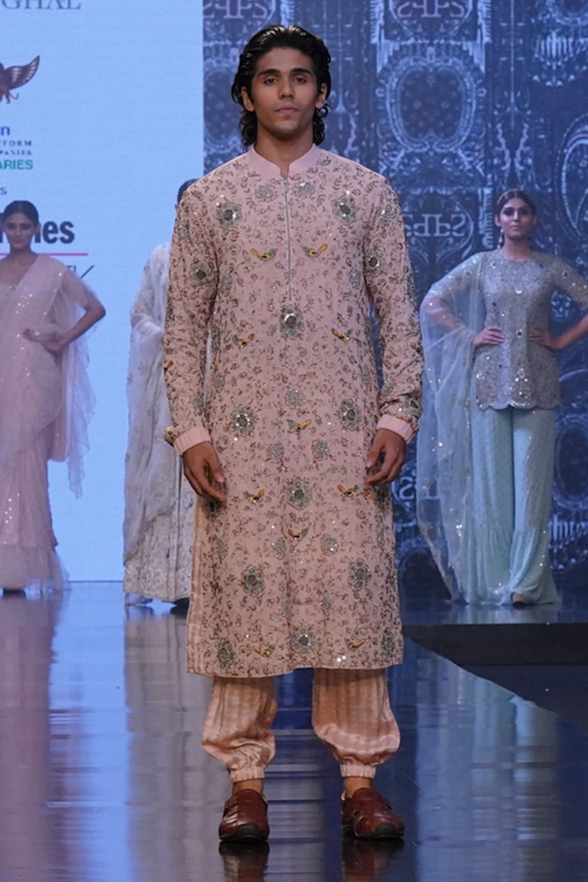 PS Men by Payal Singhal Georgette Embroidered Kurta Set