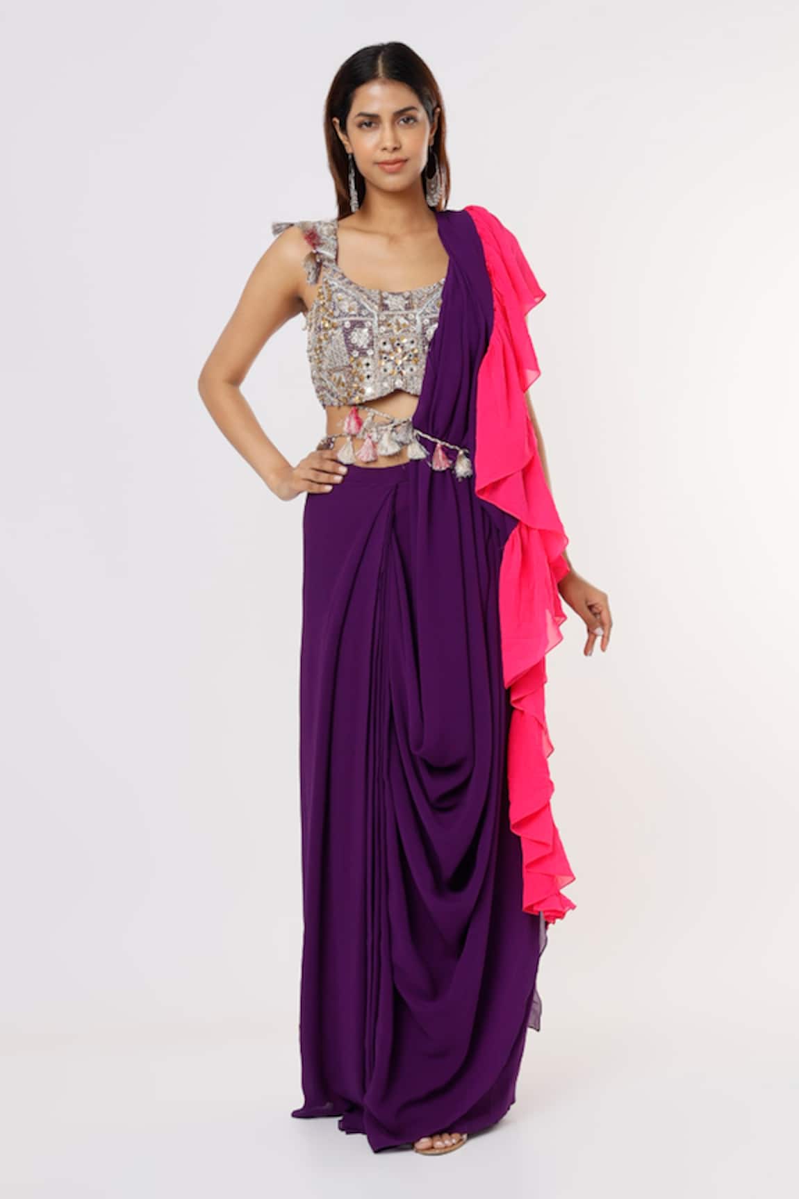 Payal Singhal Frill Border Saree With Blouse 
