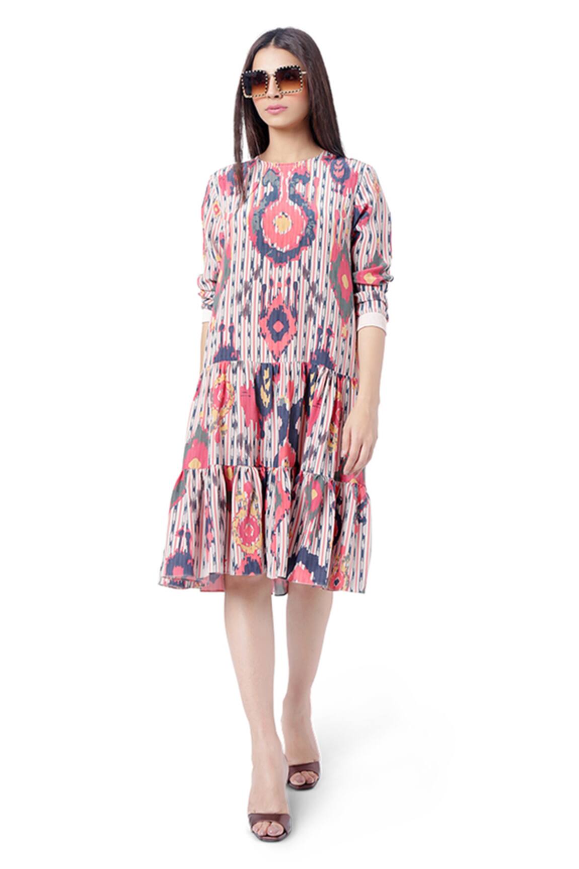 PS Pret By Payal Singhal Ikat Tribe Print Frill Dress