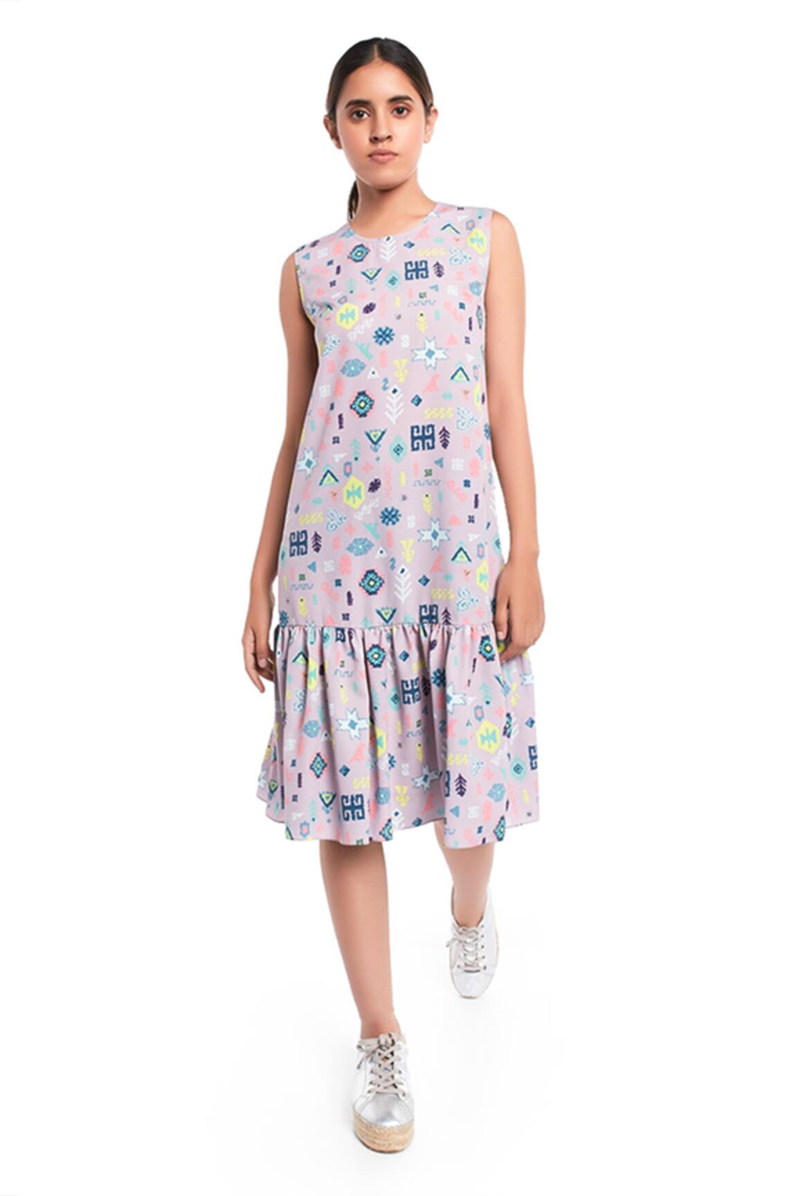 PS Pret By Payal Singhal Bandhani Kilim Print Frill Dress