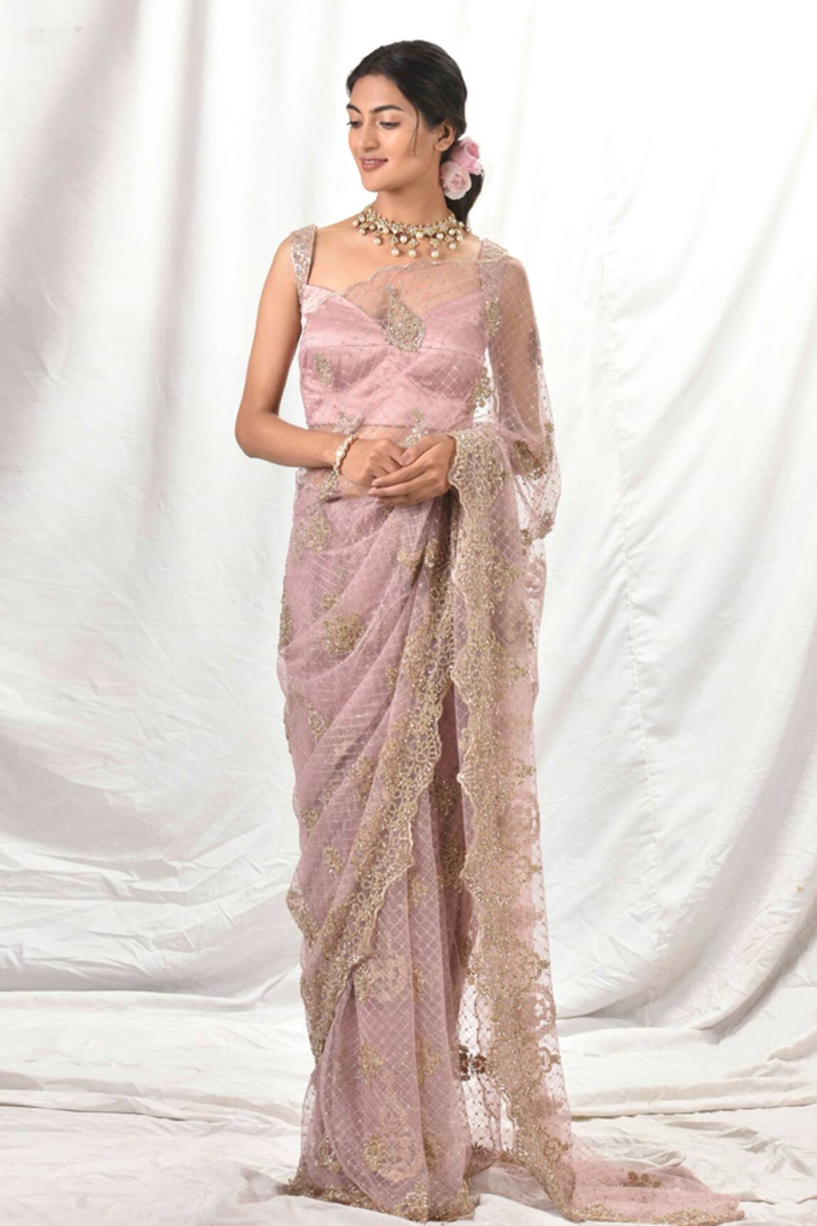 Priyal Bhardwaj Embroidered Saree With Sleeveless Blouse