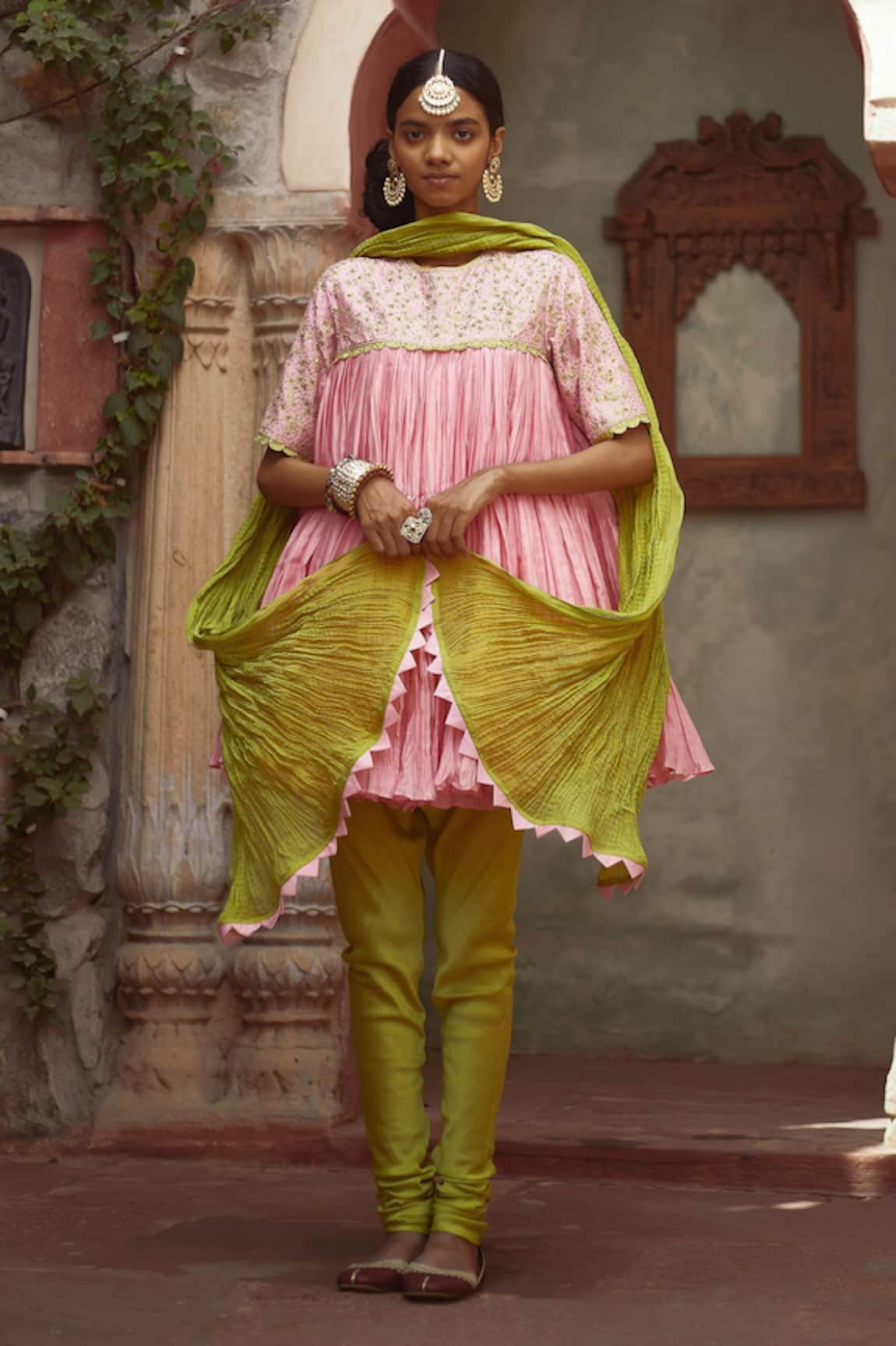 Pratibha Sultania Embroidered Tiered Kurta Set