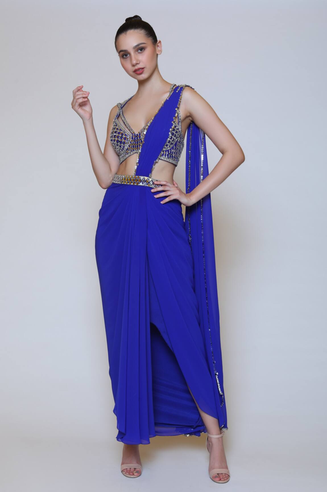 Preeti S Kapoor Georgette Draped Saree Set 
