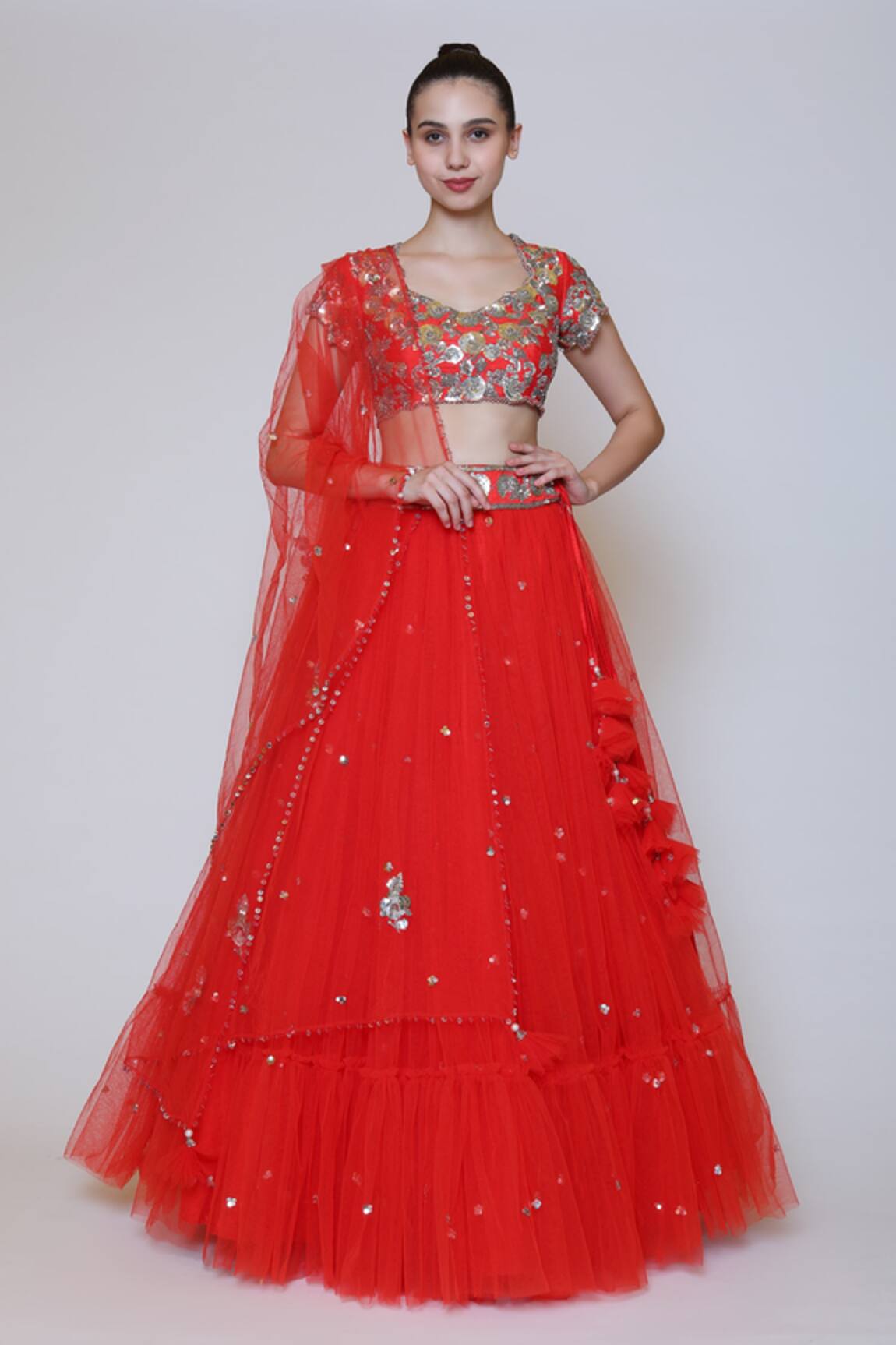 Preeti S Kapoor Net Sequin Embroidered Lehenga Set