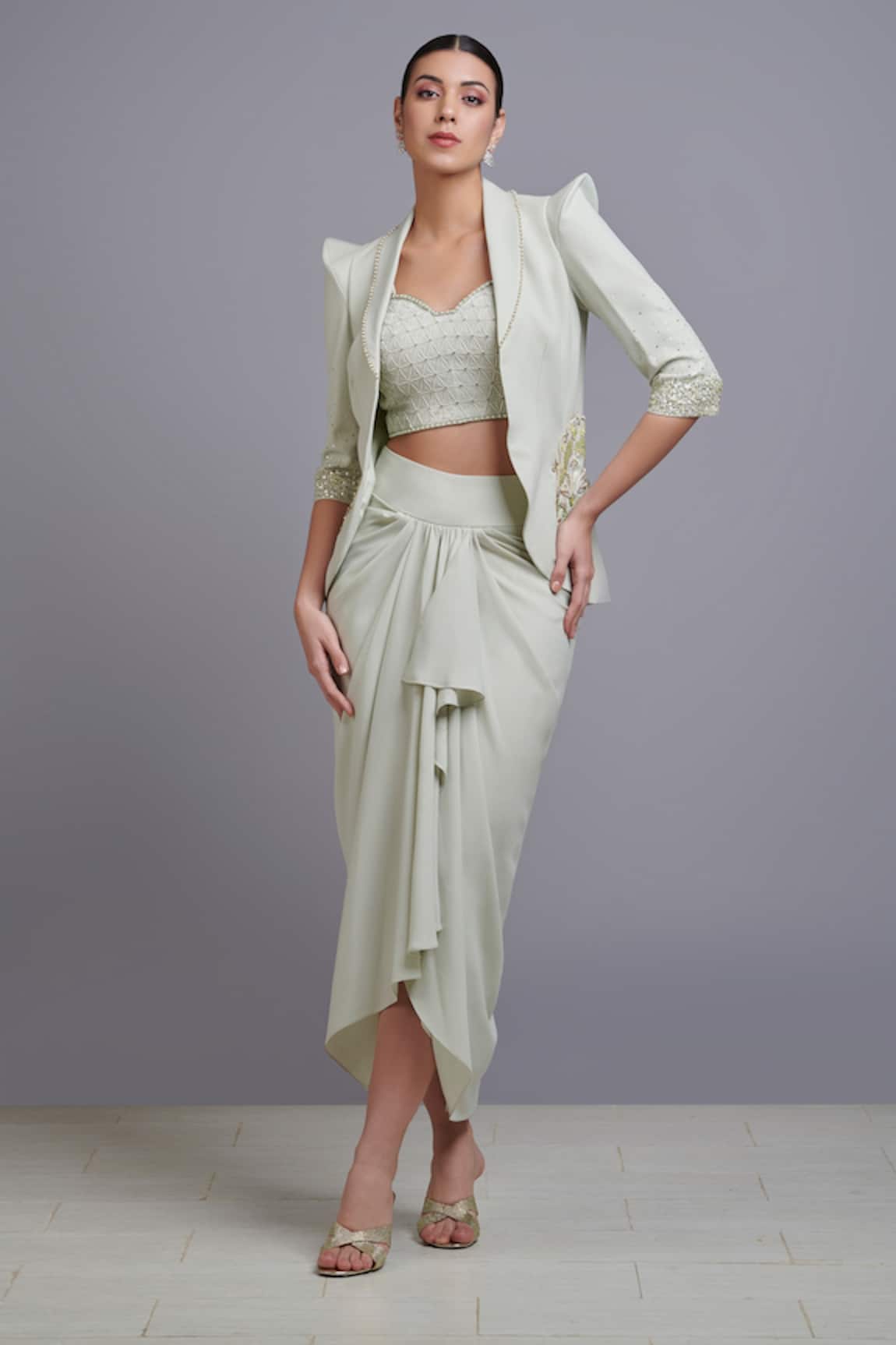 Parul | Vivek Embellished Jacket & Skirt Set