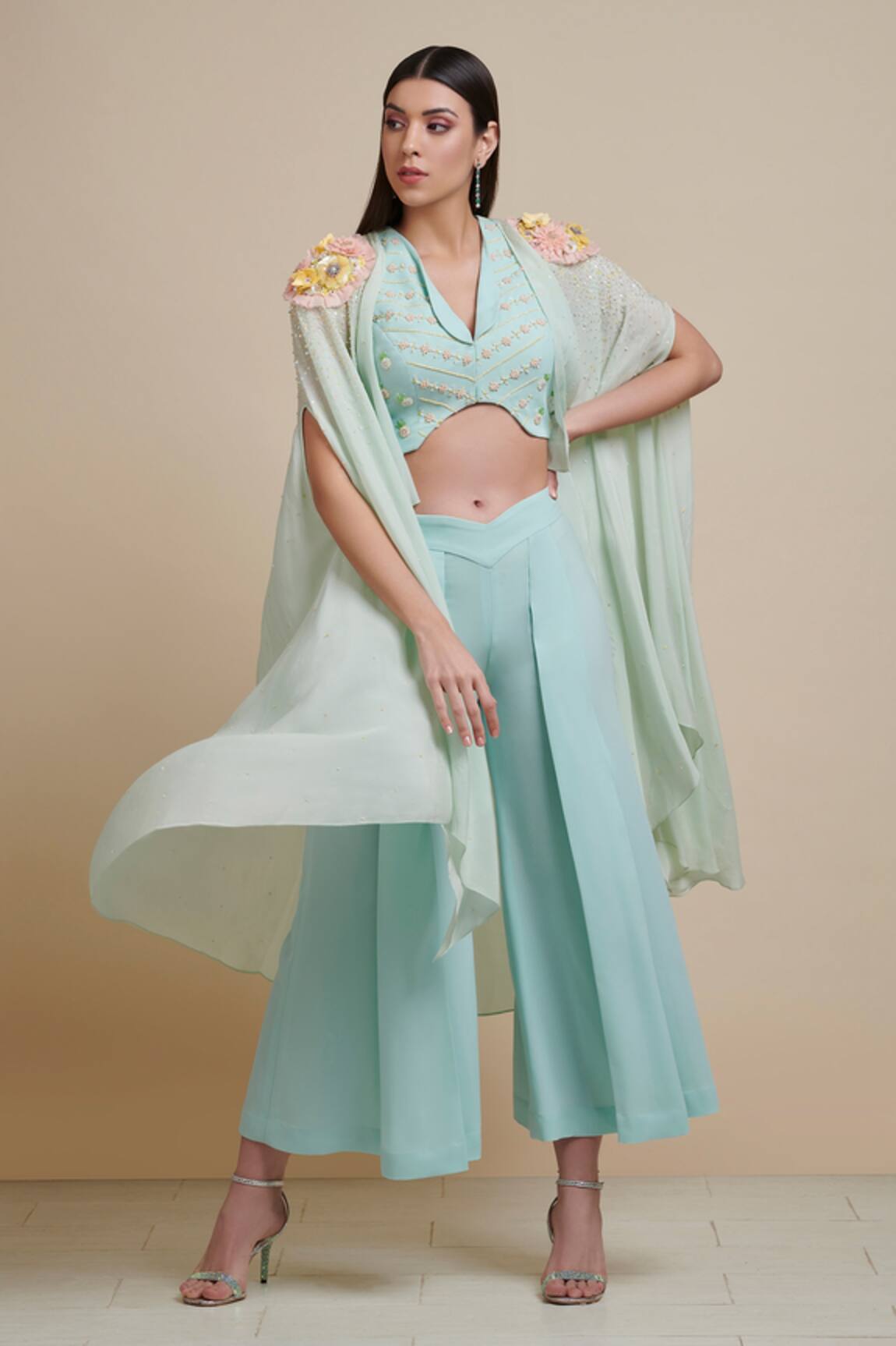 Parul | Vivek Embellished Cape & Pant Set