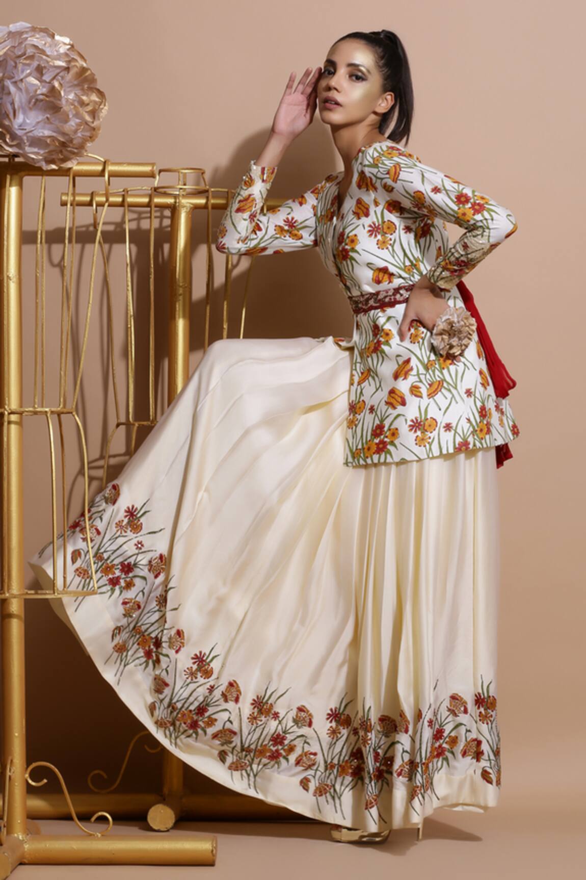 Pallavi Jaipur Chanderi Kurta & Skirt Set