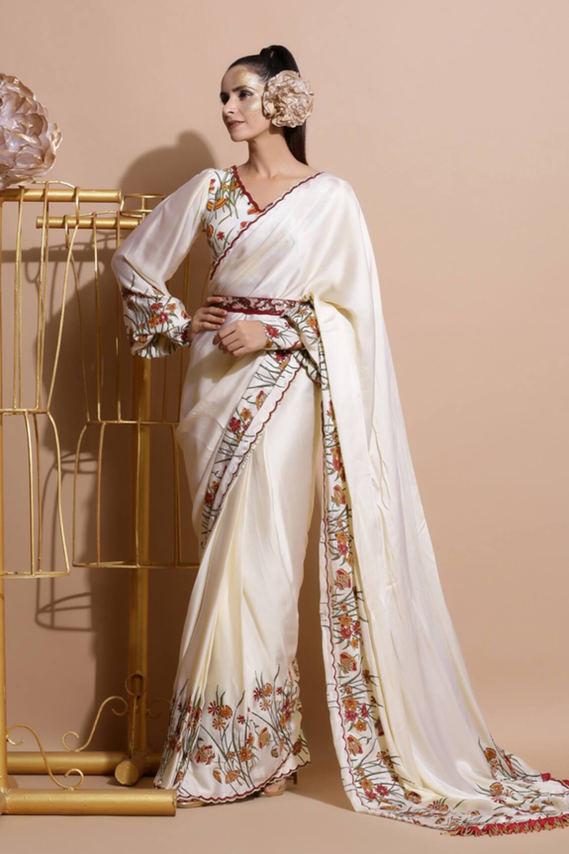 Pallavi Jaipur Floral Print Saree with Blouse