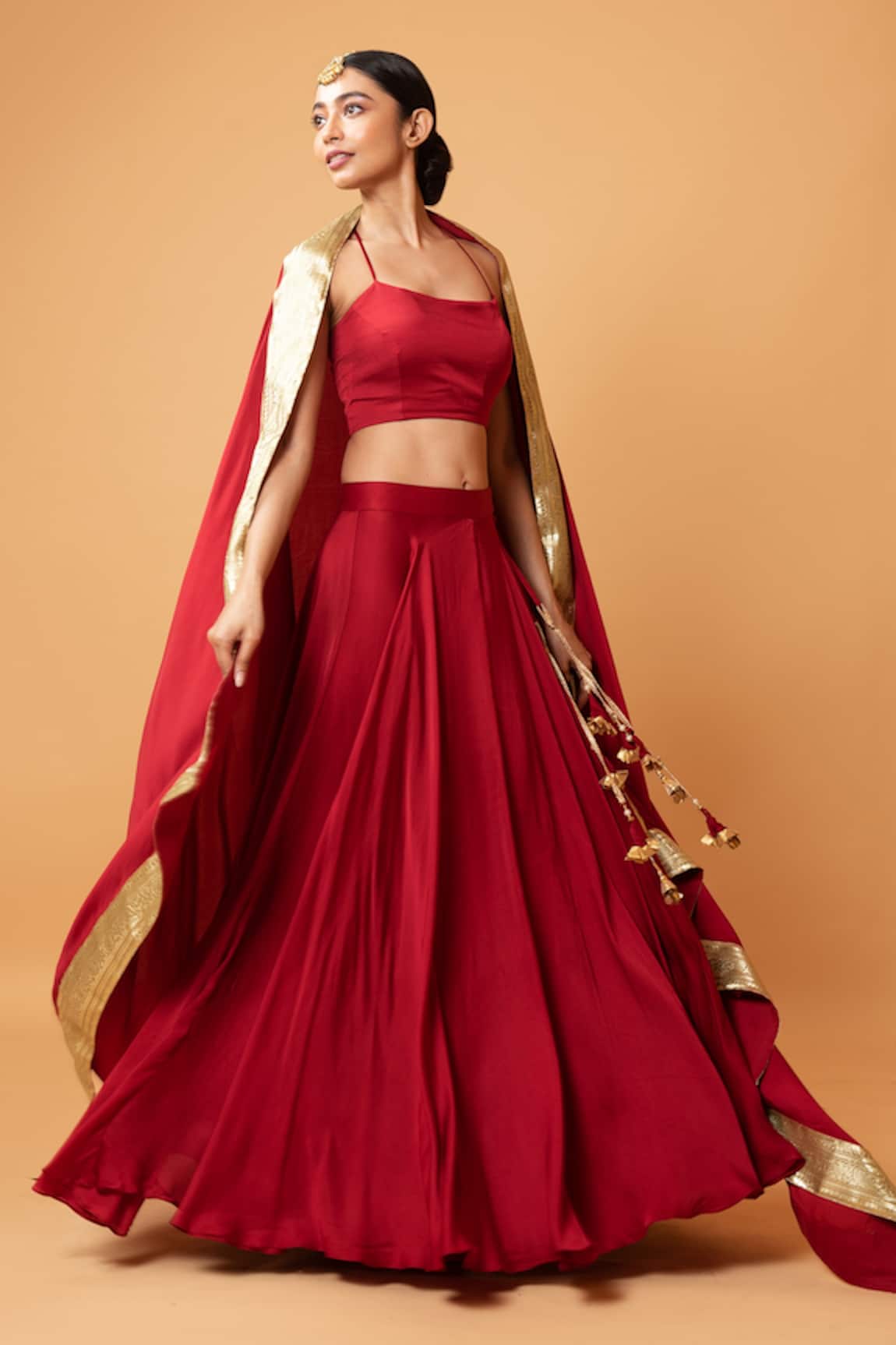 Quench A Thirst Lehenga Set With Border Embroidered Dupatta