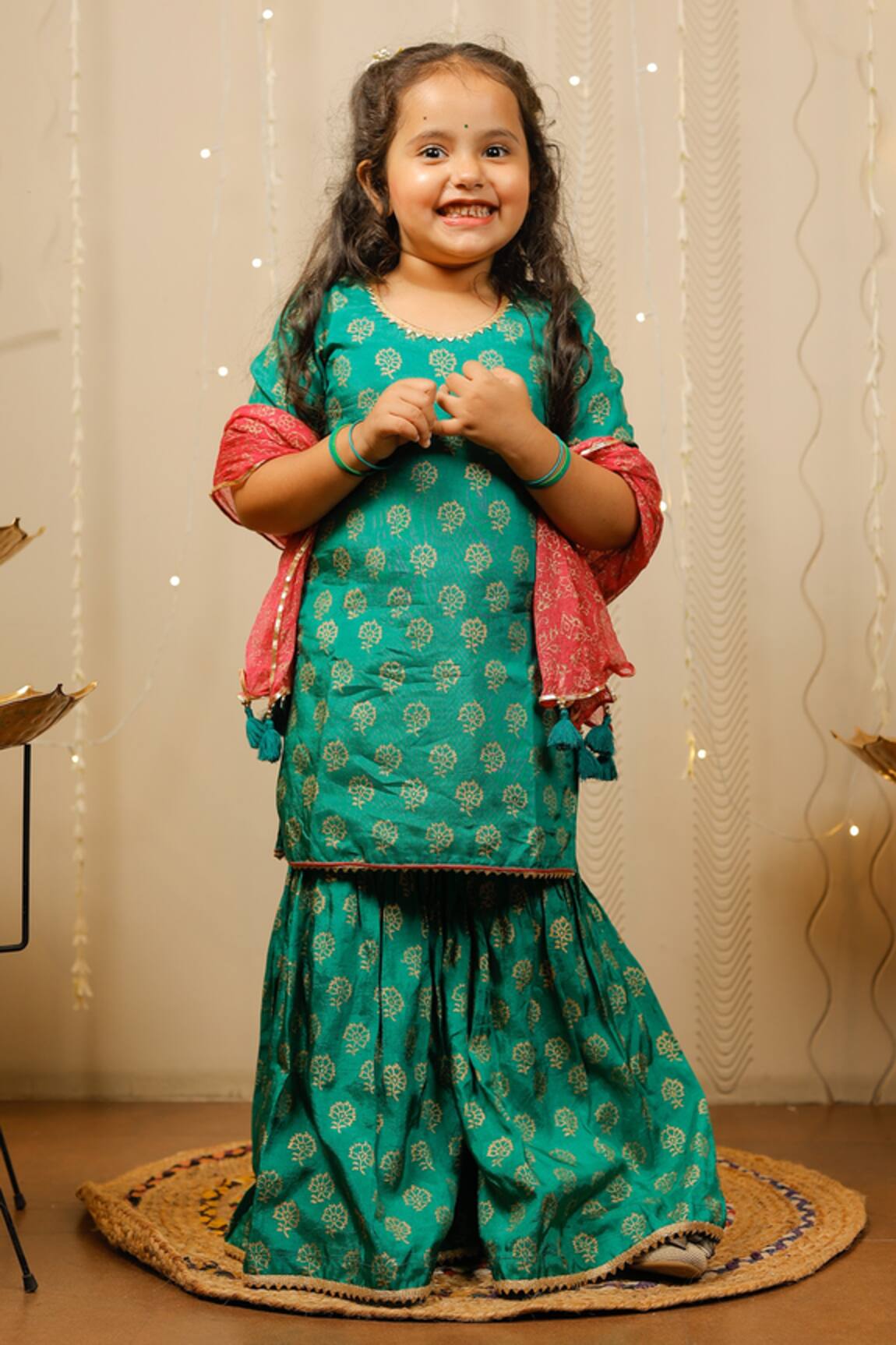 Tiny Colour Printed Kurta Sharara Set