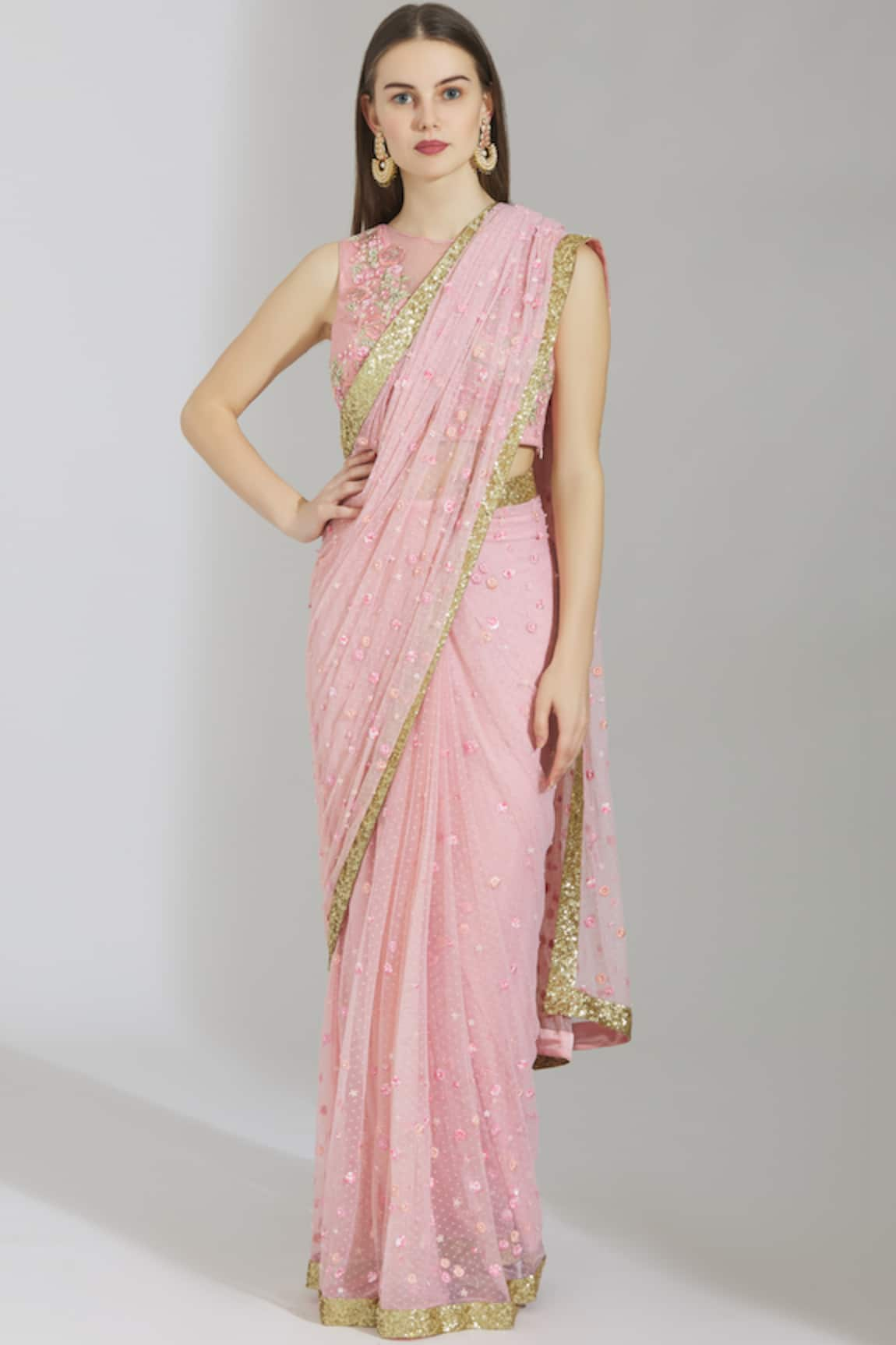 Rajat & Shraddha Embellished Pre-Draped Saree