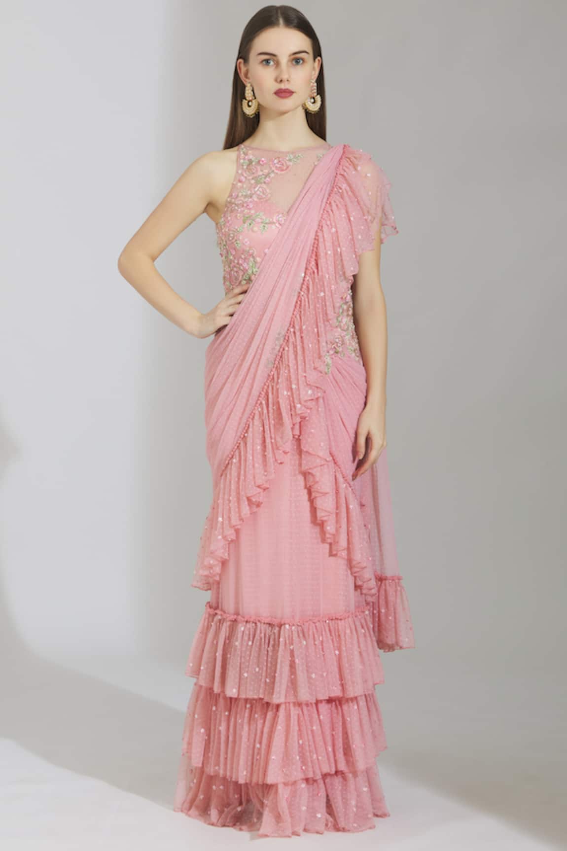 Rajat & Shraddha Embellished Pre-Draped Gown Saree 
