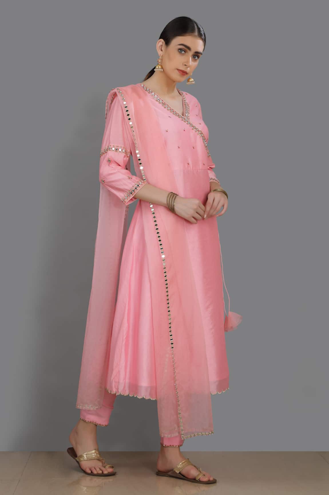 Asaga Chanderi Silk Angarkha Kurta Set