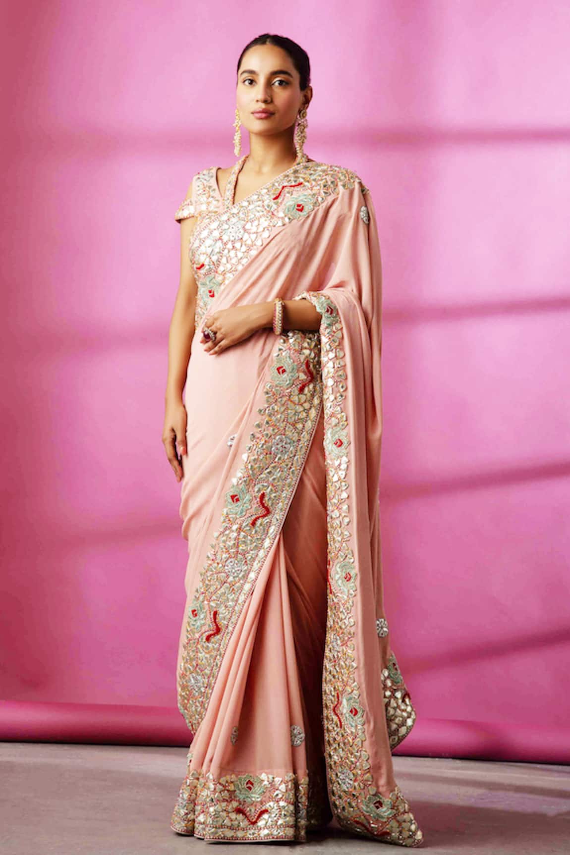 Rachit Khanna Embroidered Saree with Blouse