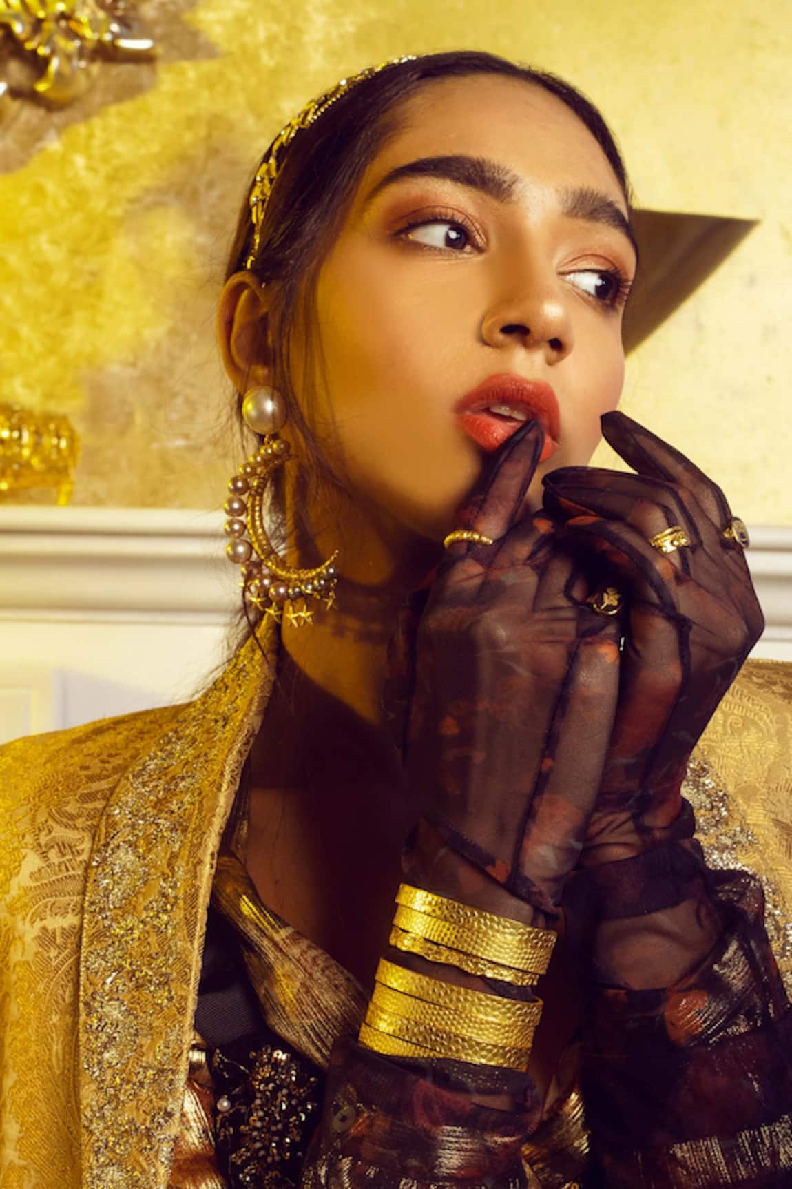 Radhika Agrawal Jewels Ola Crescent Moon Long Danglers 