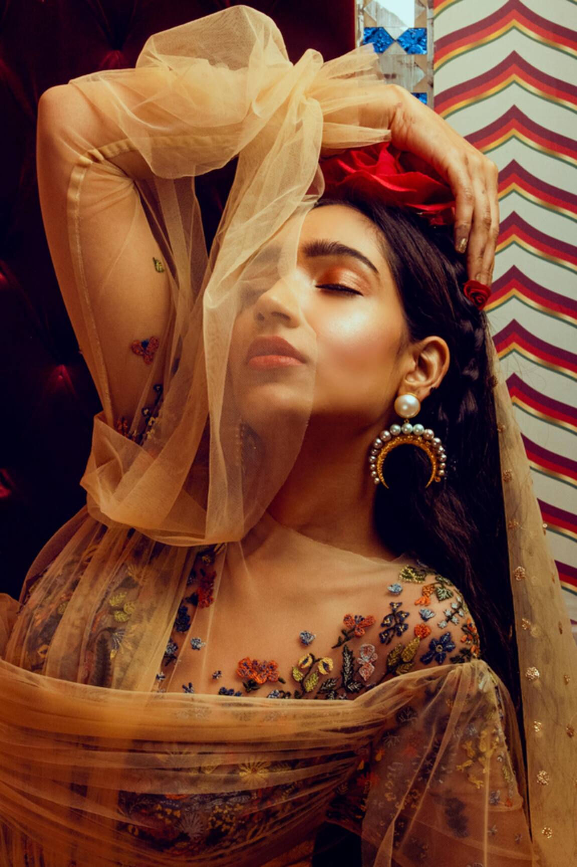 Radhika Agrawal Jewels Ola Crescent Moon Danglers 