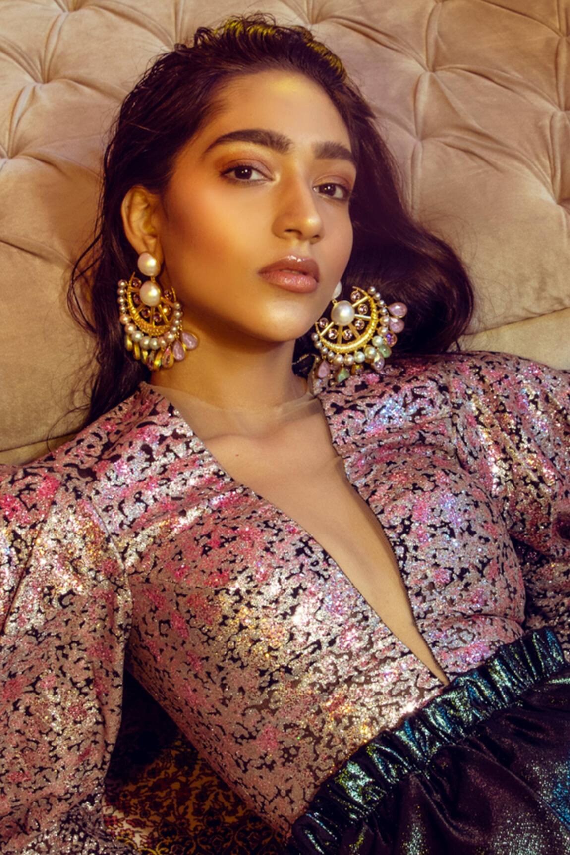 Radhika Agrawal Jewels Bella Crystal Chandbalis 