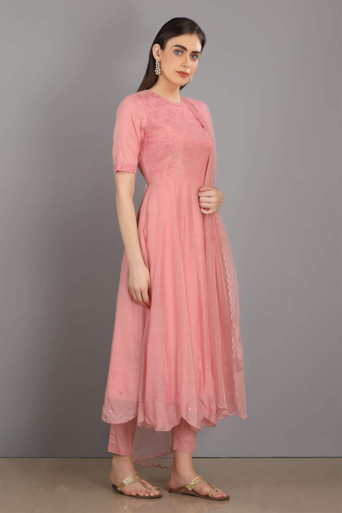 Asaga Chanderi Silk Anarkali Set
