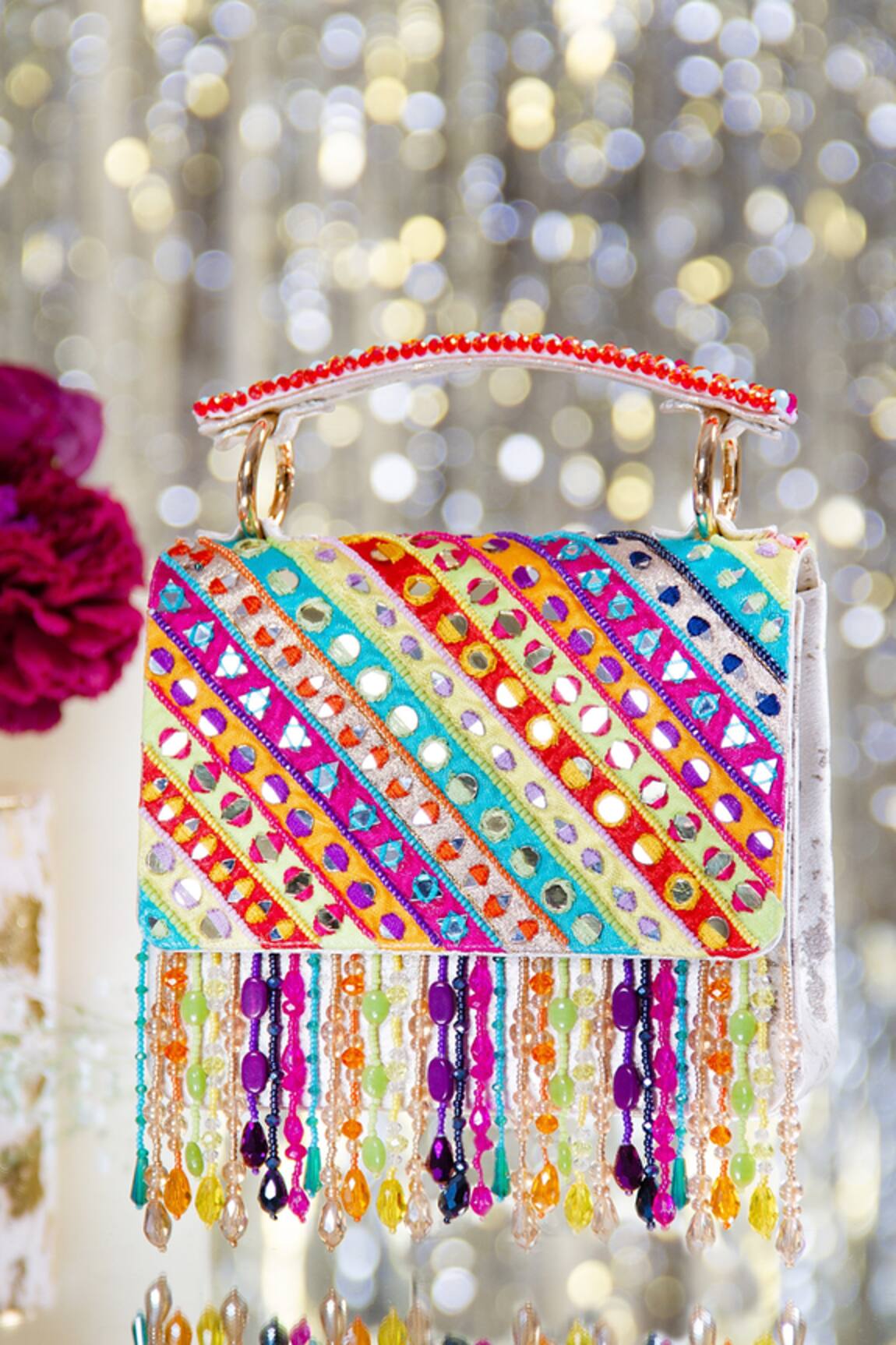 House Of Vian Embellished Suede Clutch With Sling 