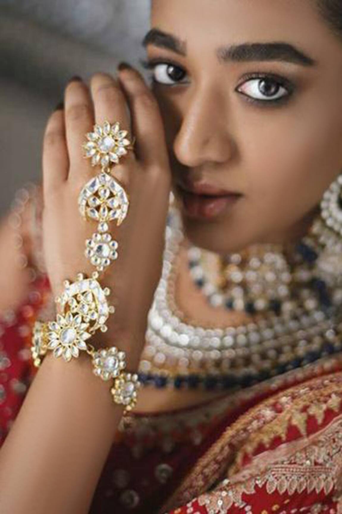 Riana Jewellery Floral Stone Hathphool Single Pc 