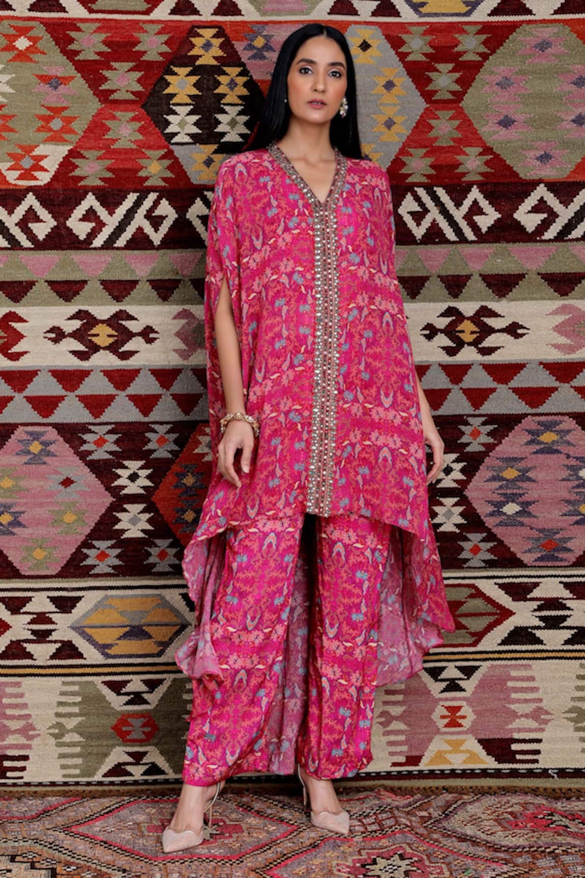 Ridhima Bhasin Botanical Print Pant Set With Kaftan