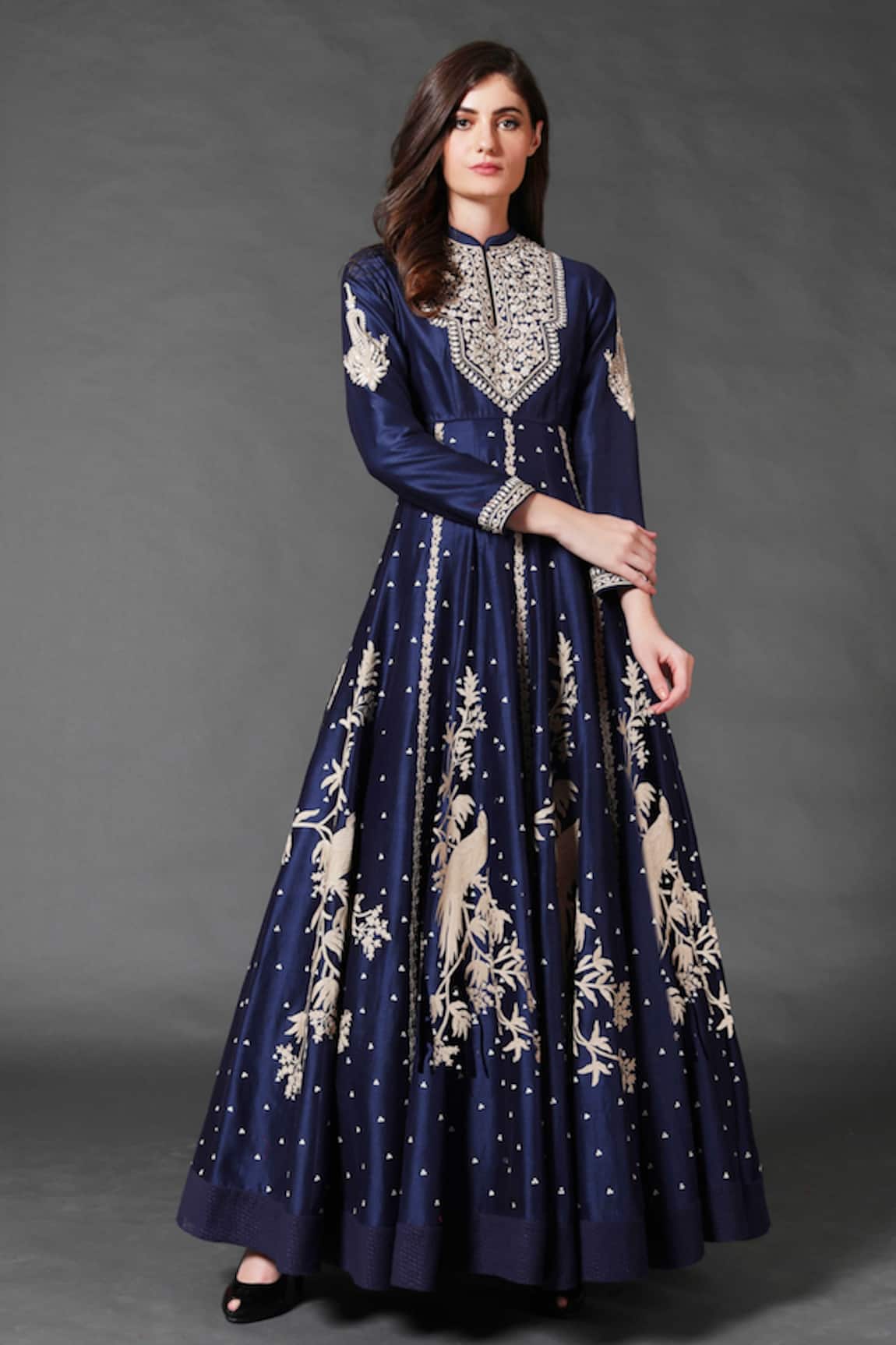Rohit Bal Chanderi Silk Embroidered Anarkali Gown 