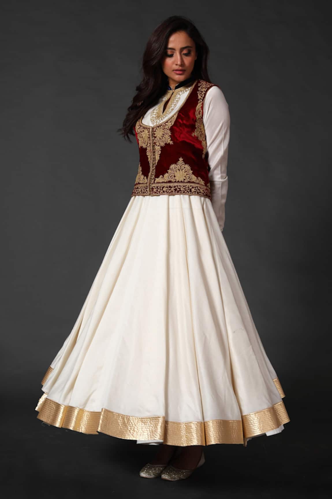 Rohit Bal Silk Velvet Jacket & Chanderi Anarkali Set 