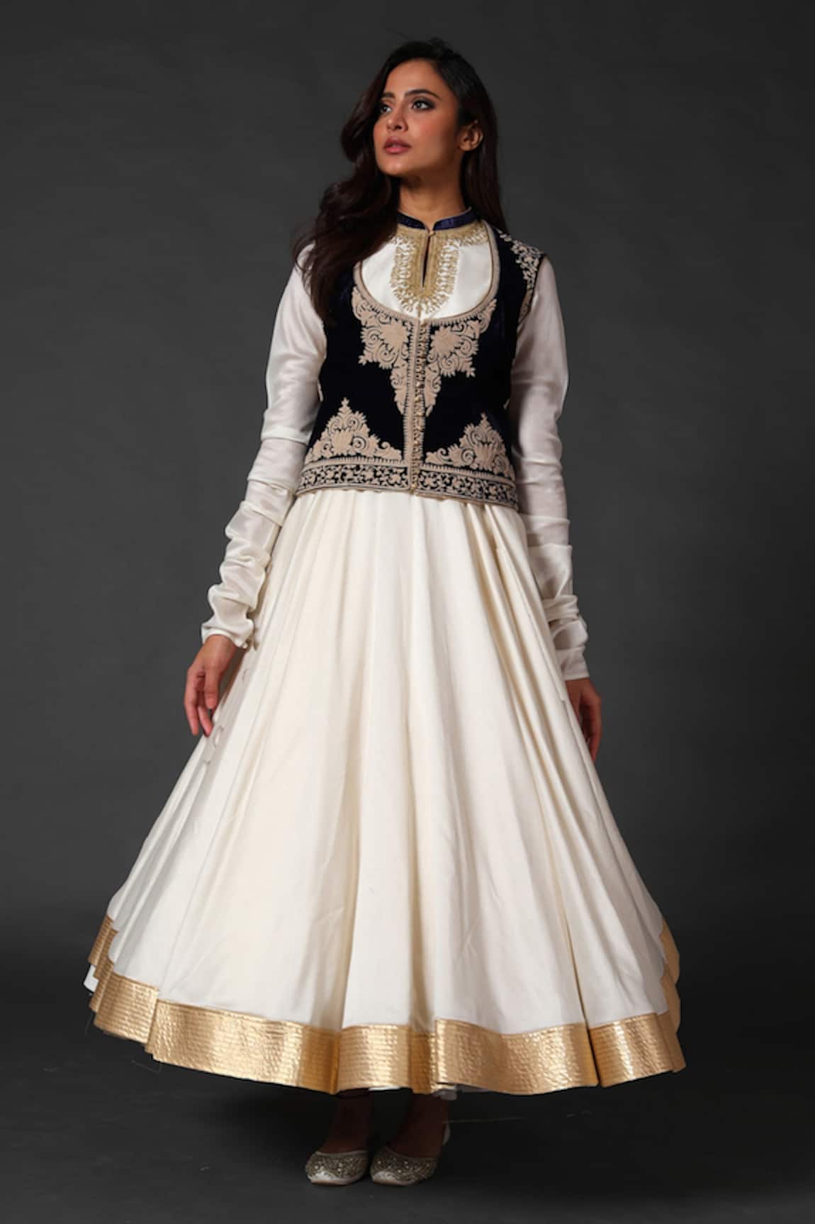 Rohit Bal Silk Velvet Jacket & Chanderi Anarkali Set 