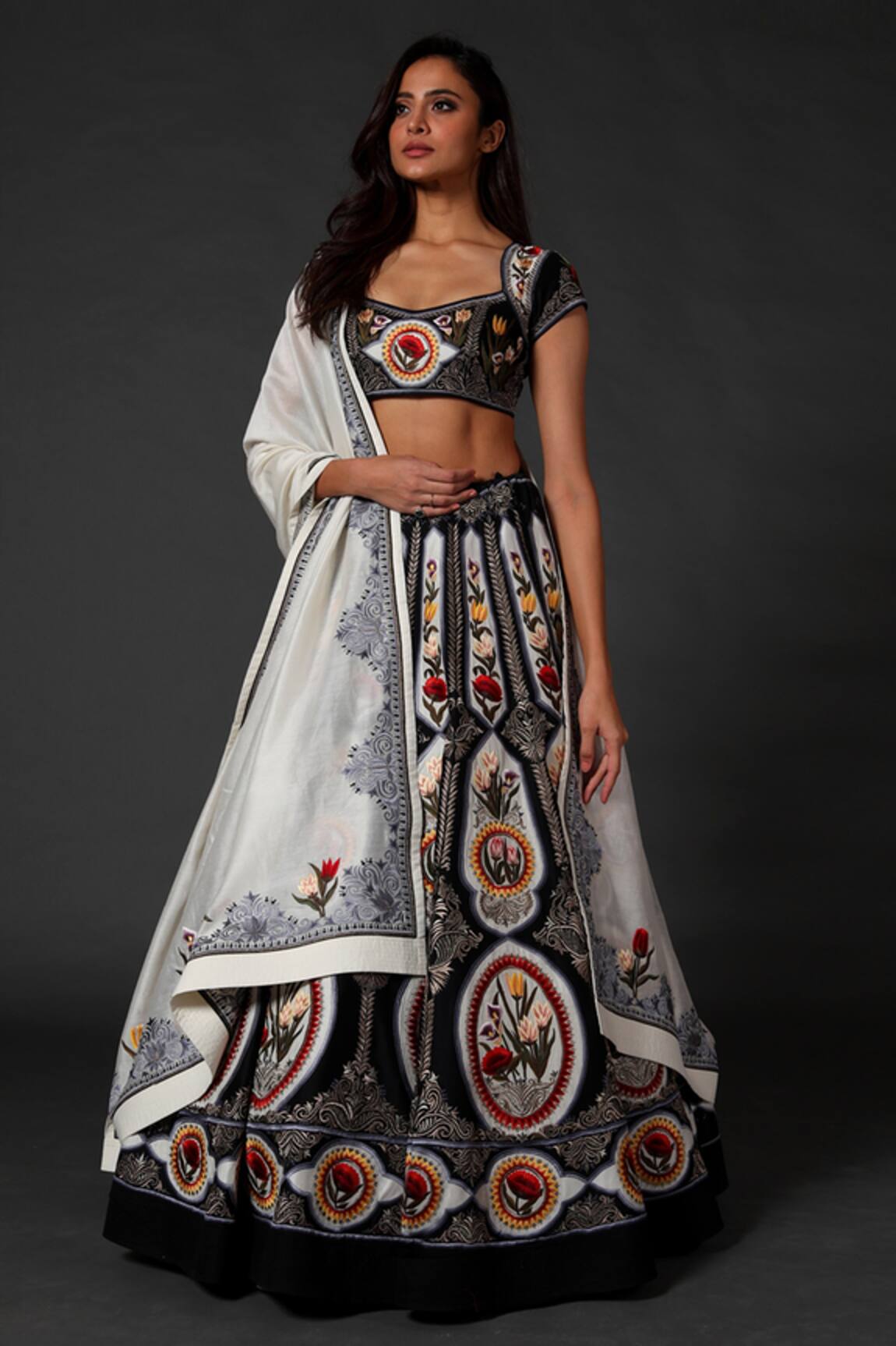 Rohit Bal Chanderi Silk Embroidered Lehenga Set 