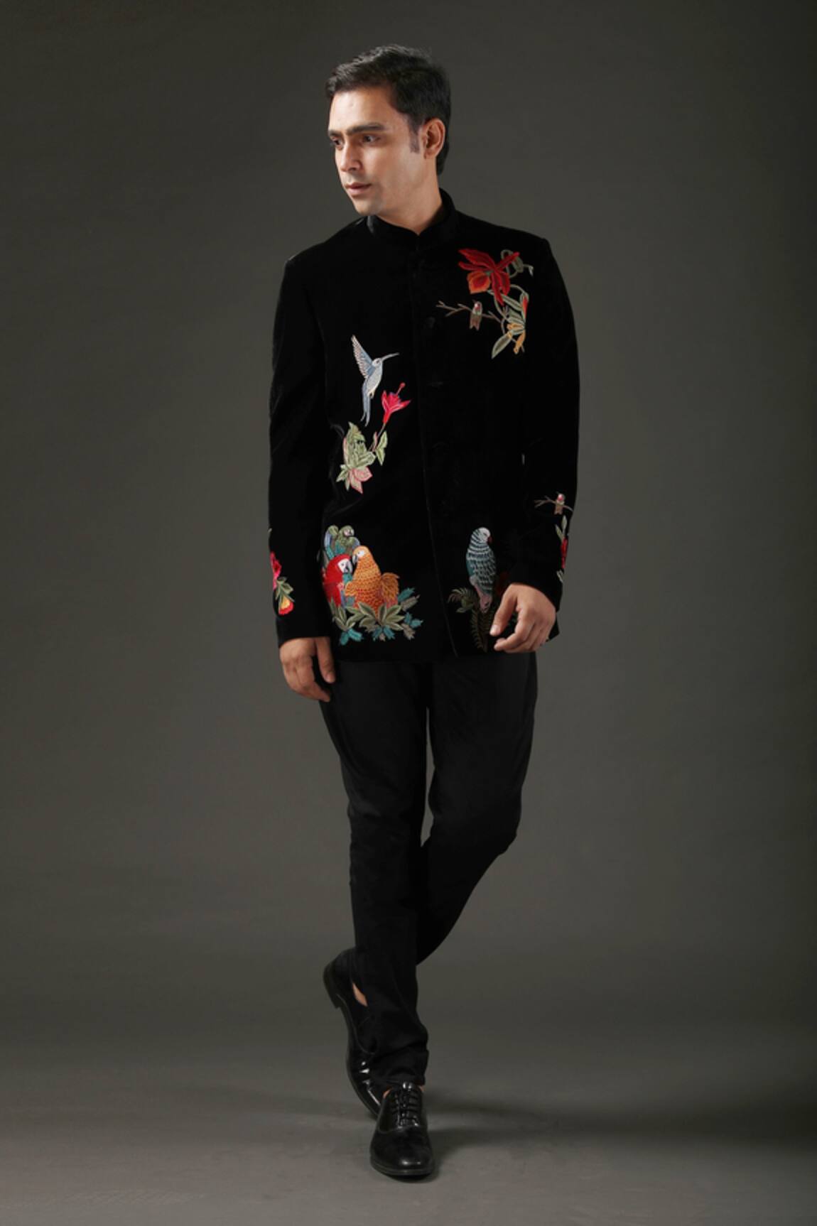 Rohit Bal Silk Velvet Resham Embroidered Bandhgala 