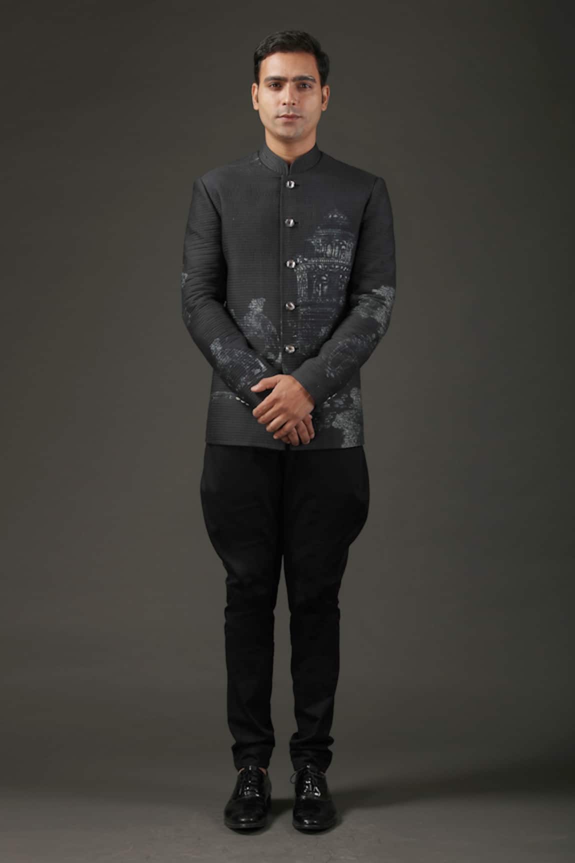 Rohit Bal Chanderi Silk Shibori Print Bandhgala 