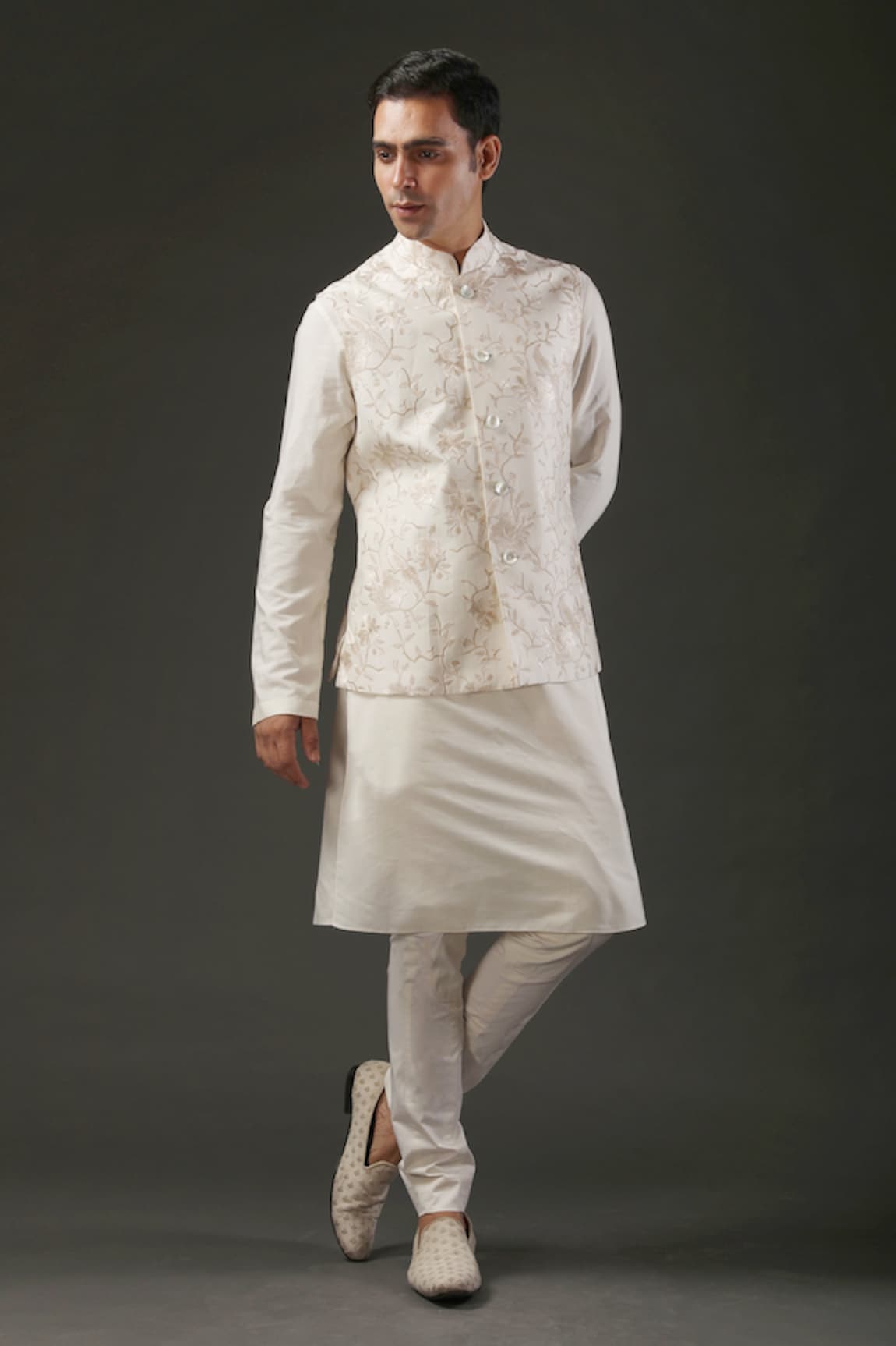 Rohit Bal Chanderi Silk Embroidered Nehru Jacket