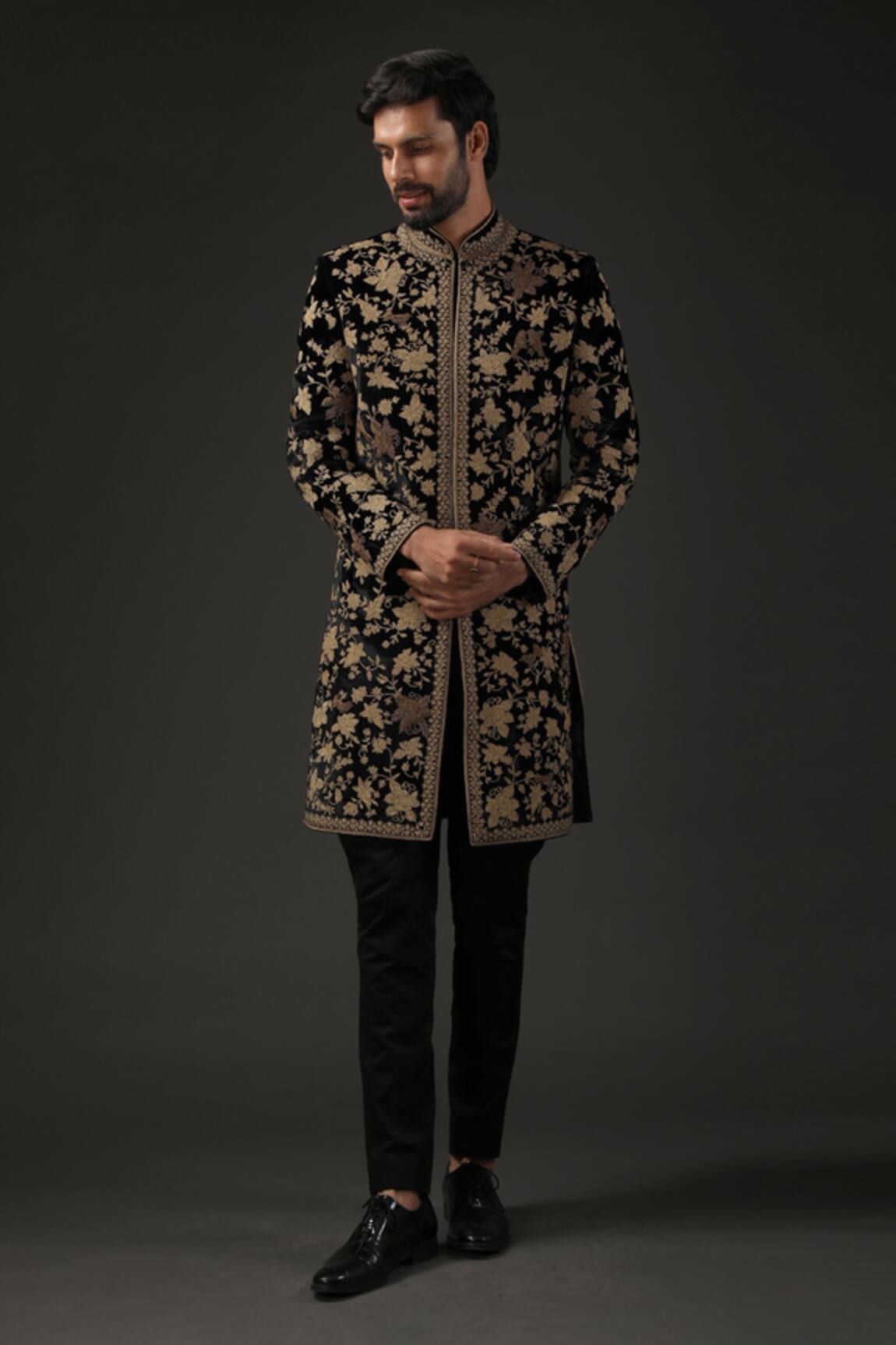Rohit Bal Silk Velvet Embroidered Sherwani 