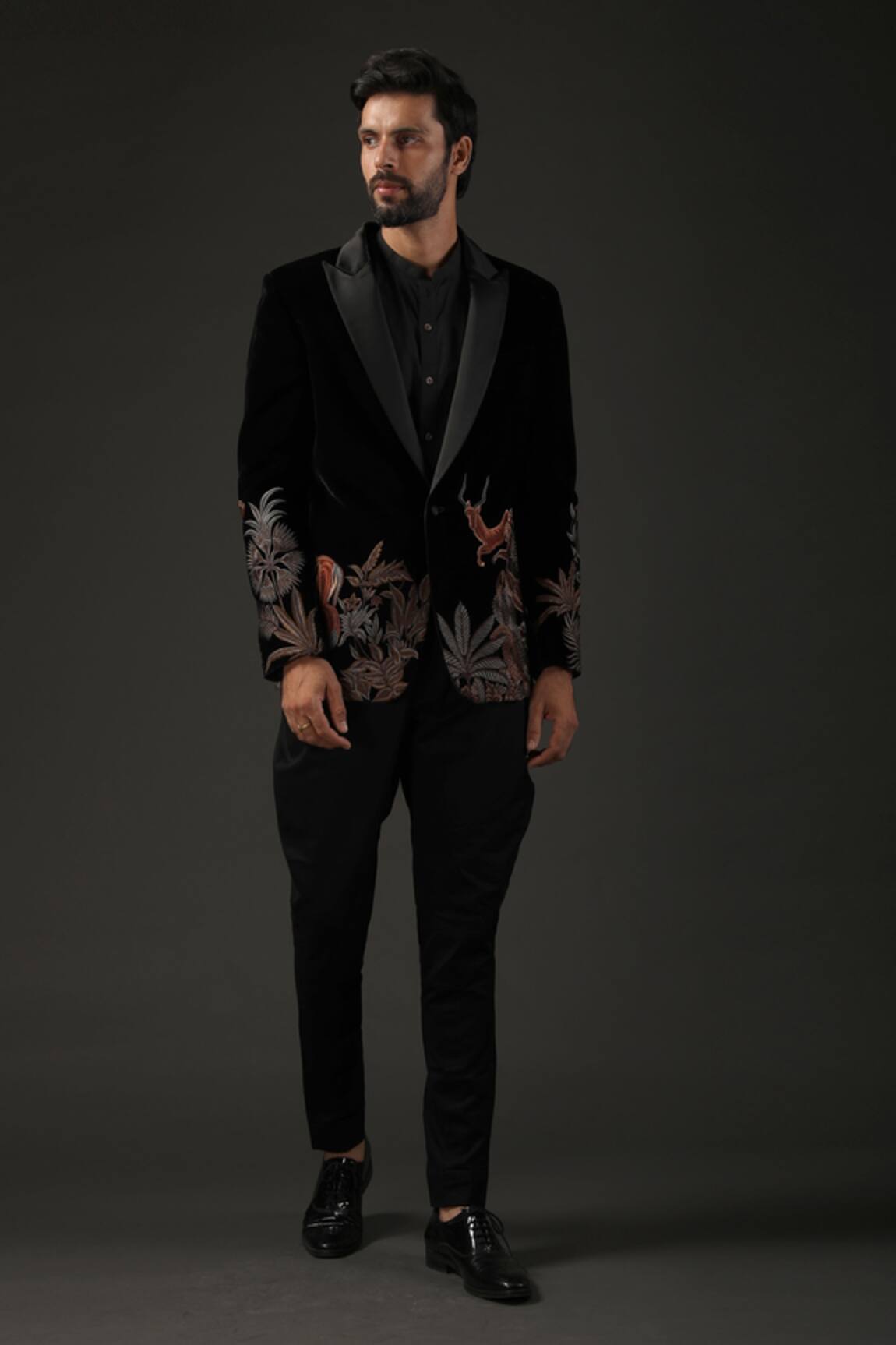 Rohit Bal Silk Velvet Resham Work Tuxedo 