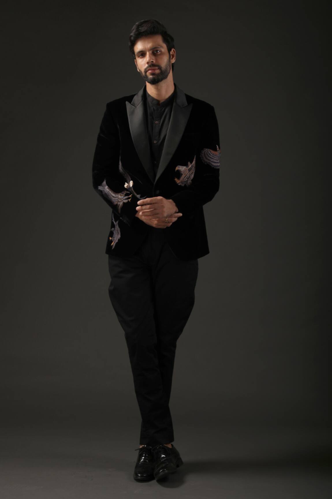Rohit Bal Silk Velvet Resham Embroidered Tuxedo 