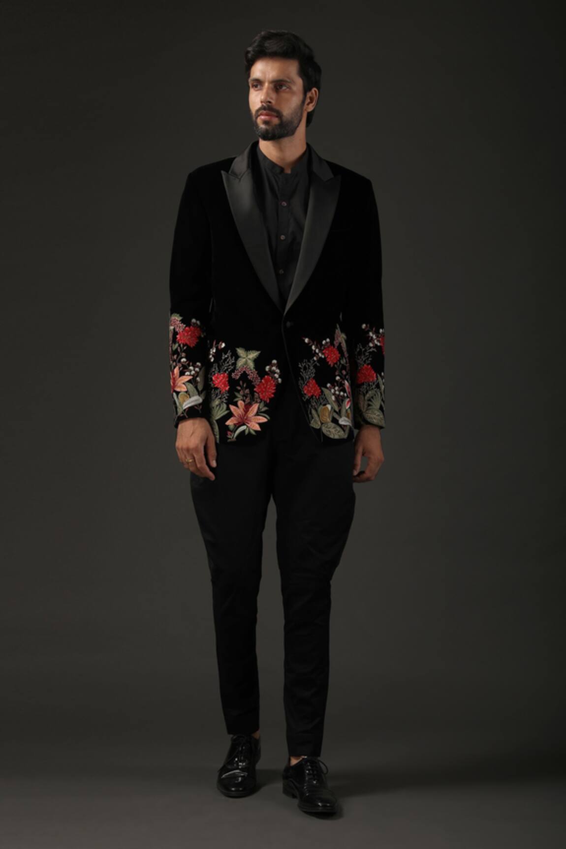 Rohit Bal Silk Velvet Resham Embroidered Tuxedo