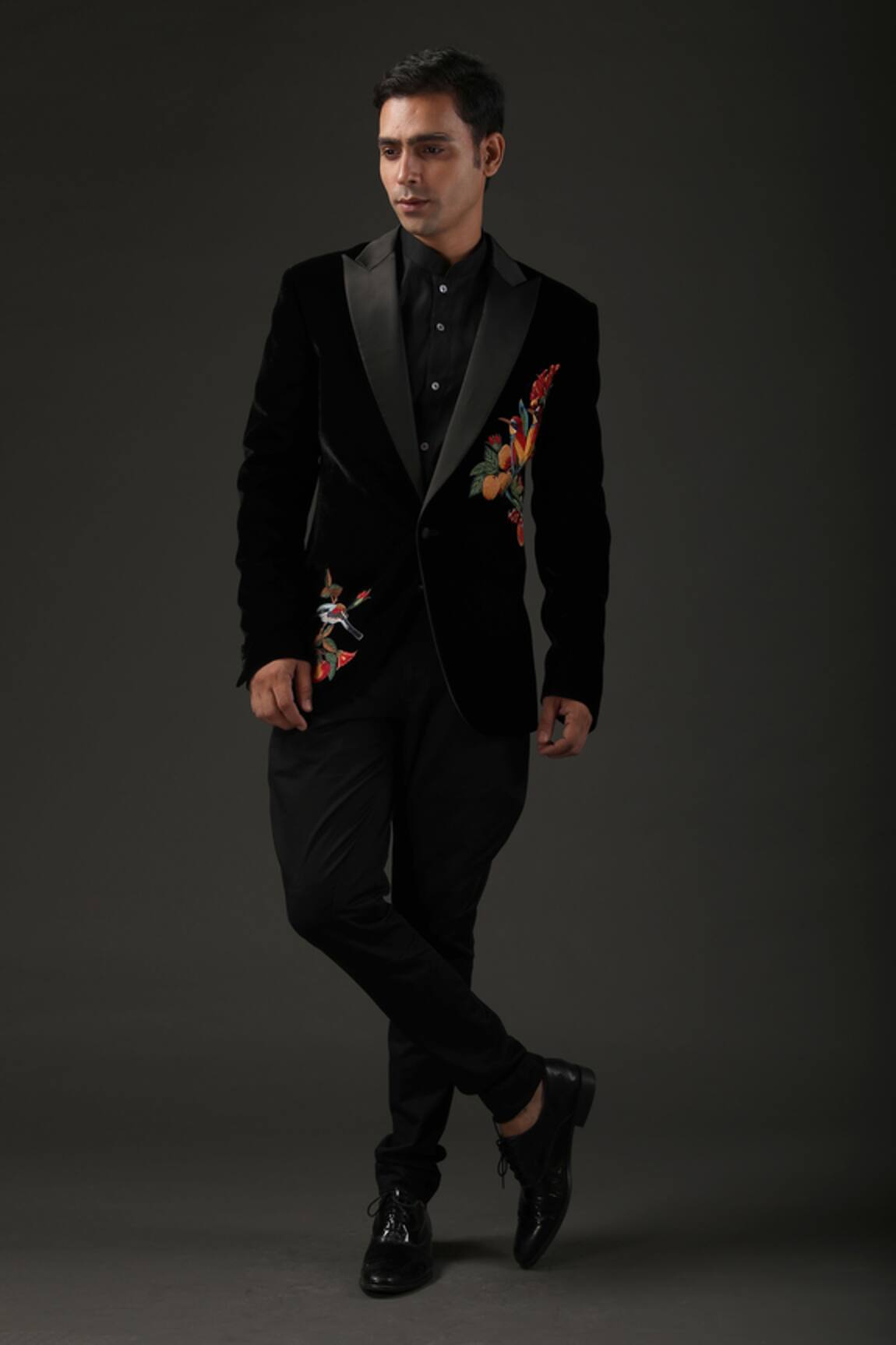 Rohit Bal Silk Velvet Resham Embroidered Tuxedo 